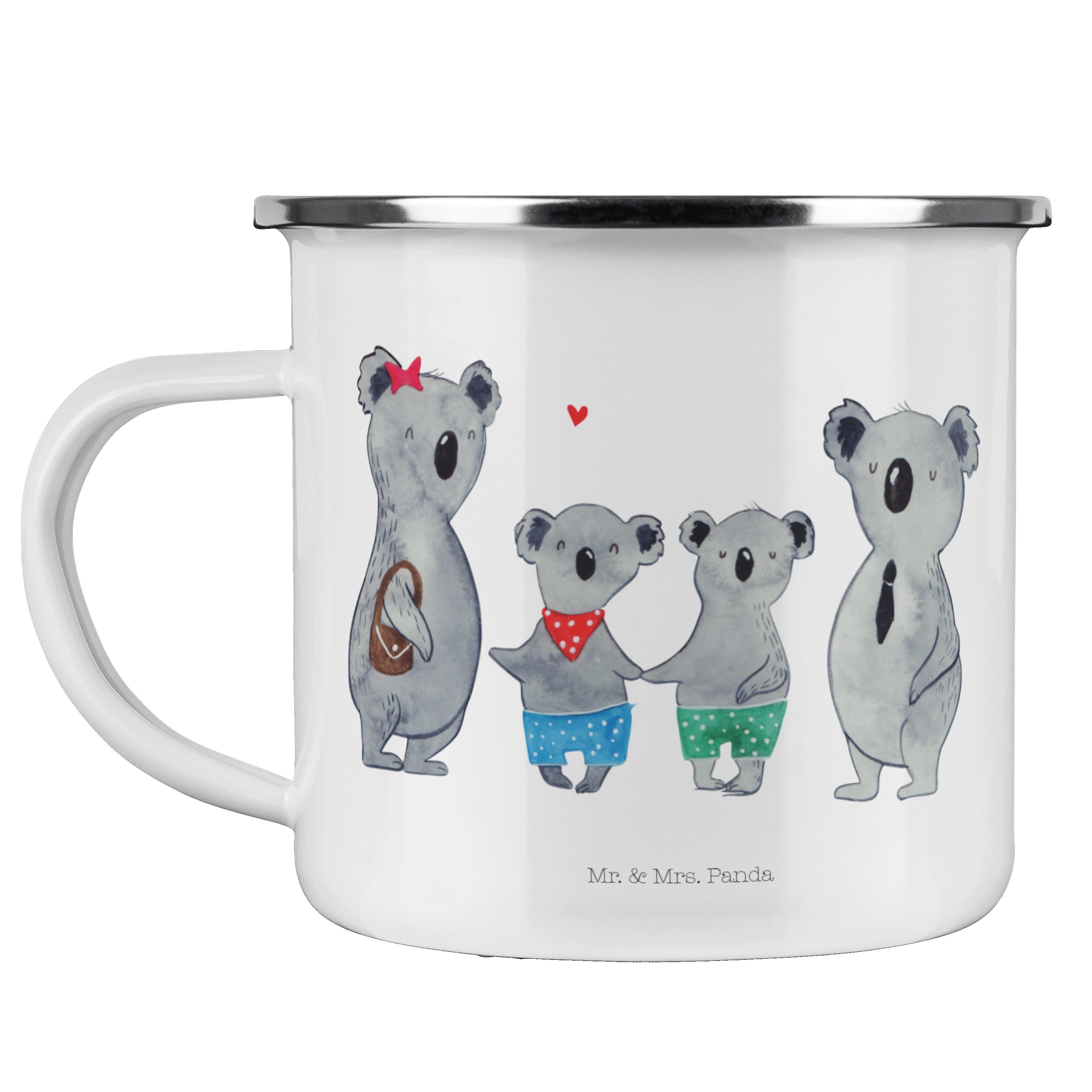 Mr. & Mrs. Panda Becher Koala Familie zwei - Weiß - Geschenk, Vatertag, Koalabär, Emaille Cam, Emaille