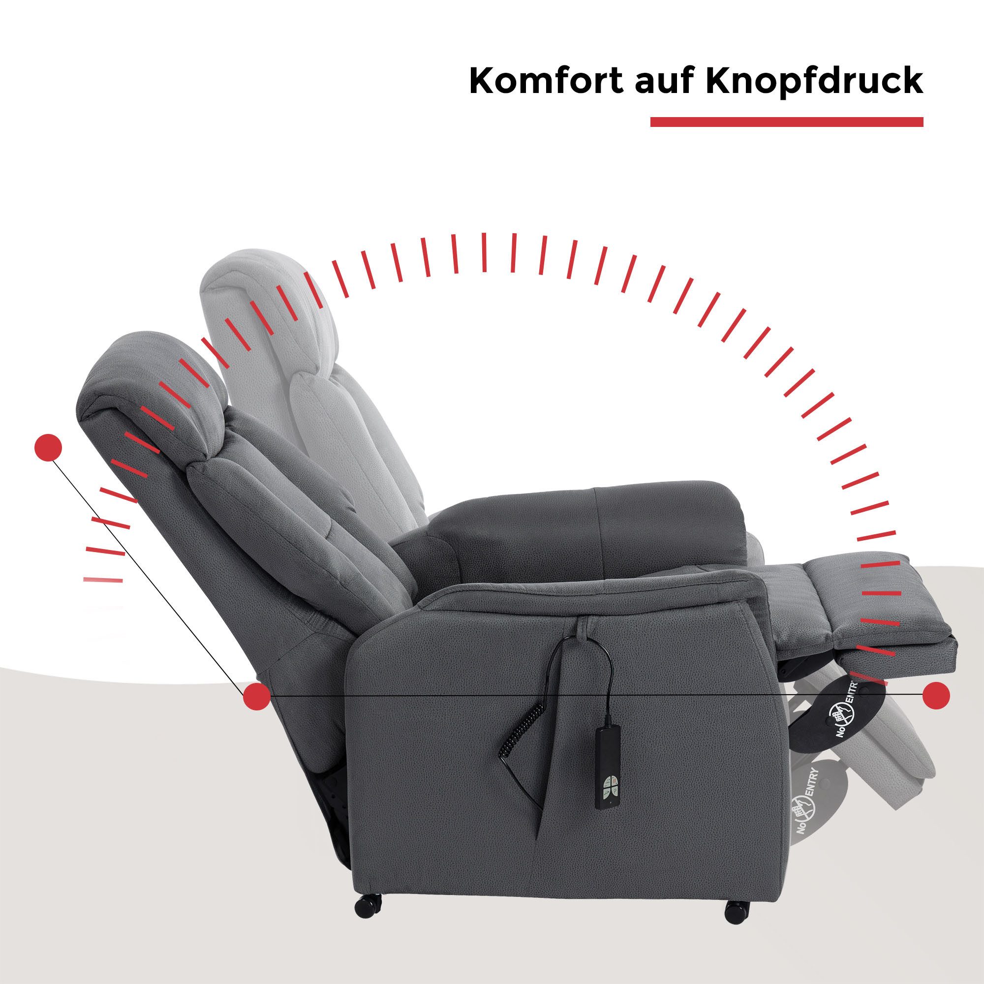 Duo Collection TV-Sessel Sorrent mit regulierbarer Sitzheizung, elektrischer Aufstehhilfe, Relaxfunktion und Taschenfederkern mit Stahlwellenunterfederung – Bild 5 von 5