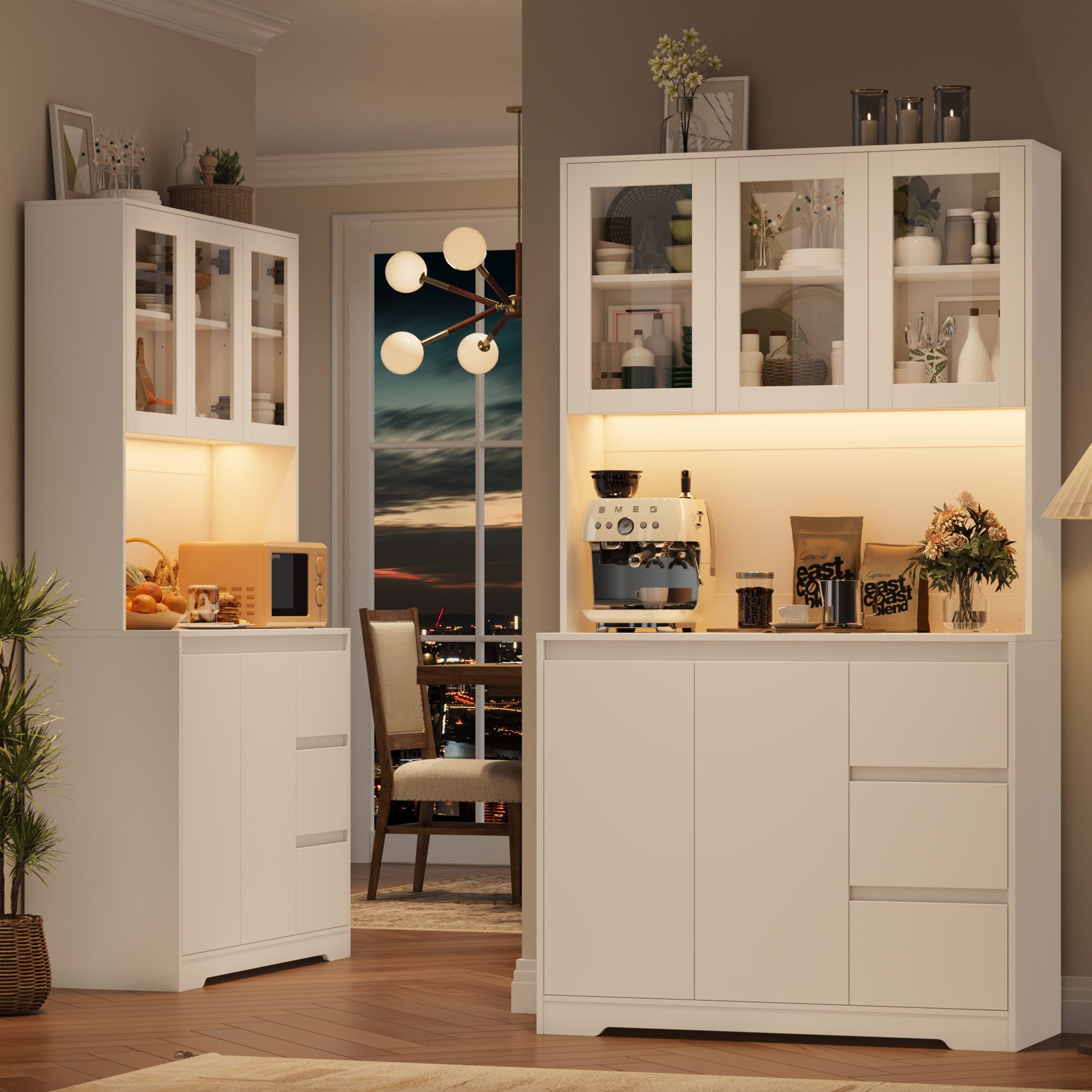 Homfa Küchenbuffet mit LED Küchenschrank Buffetschrank günstig online kaufen