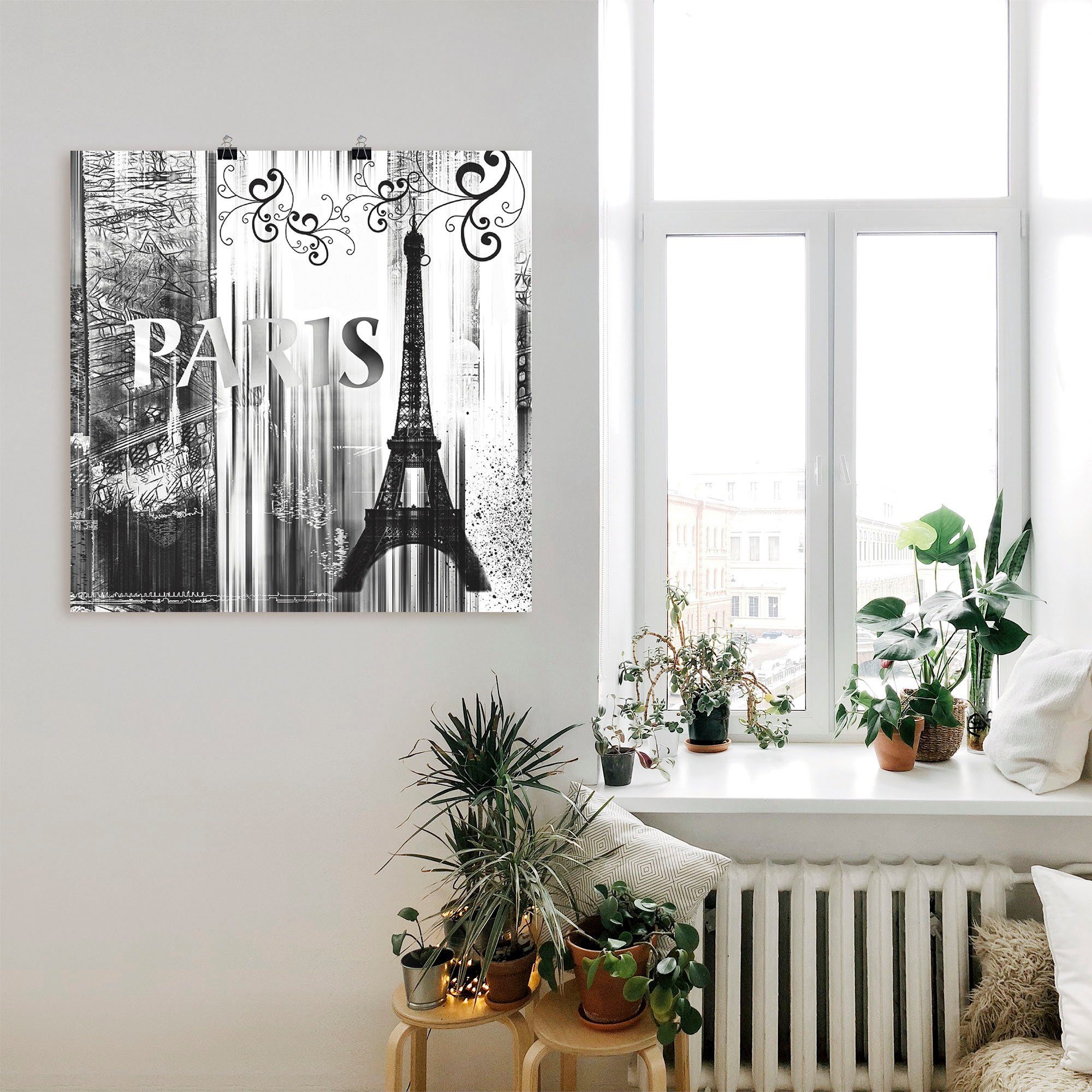 St), Wandbild Artland Leinwandbild, Größen Collage Gebäude - (1 Weltstadt als in Poster versch. Wandaufkleber Paris 04, Abstrakte oder