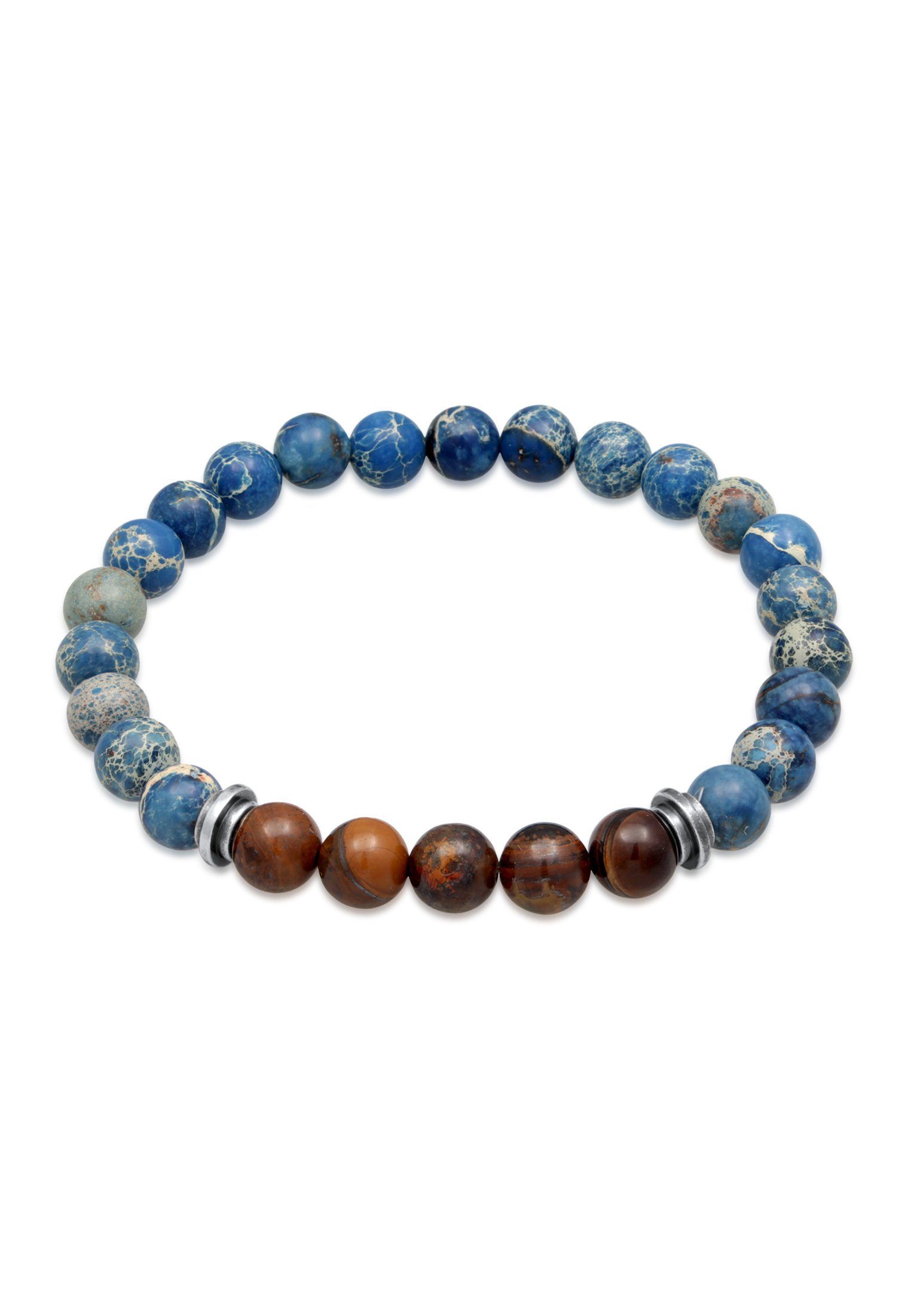 Kuzzoi Bead-Armband-Set Achat Tigerauge Steinarmband 925 Silber, Kugel