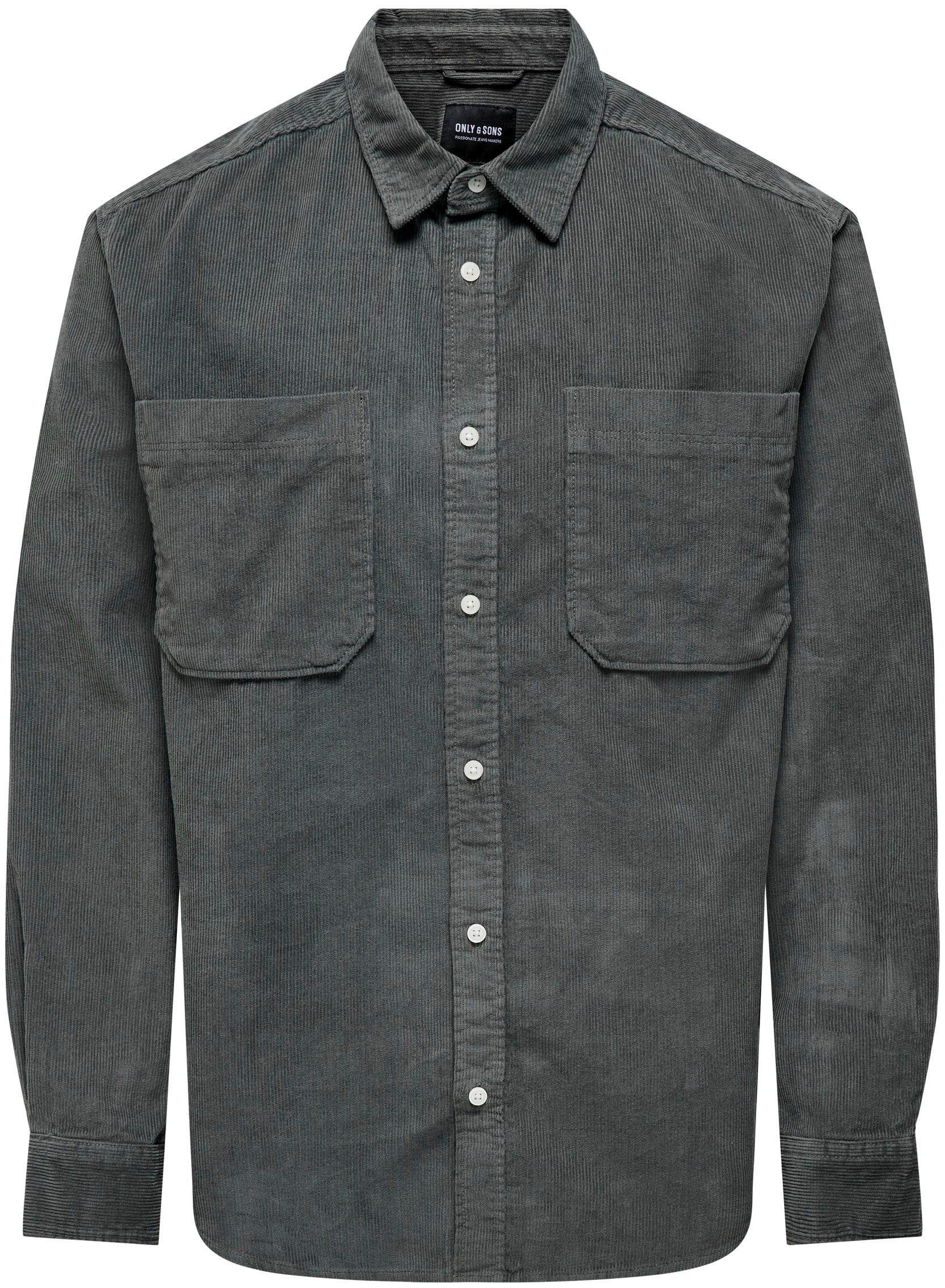 ONLY & SONS Langarmhemd OS Castor ONSALP 2PKT WASHD RLX Gray COR