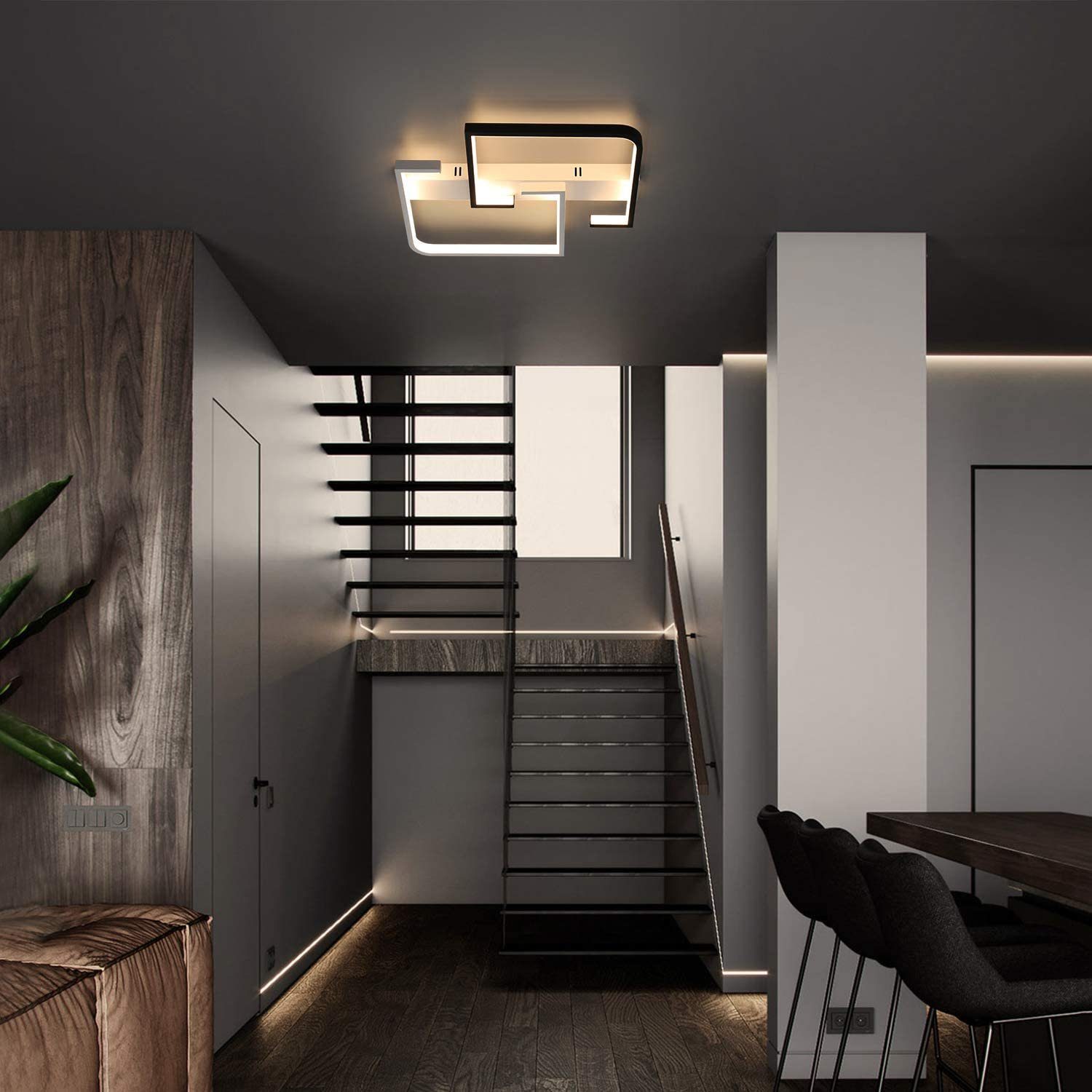 Nettlife LED Deckenleuchte Wohnzimmer Schwarz Dimmbar günstig online kaufen