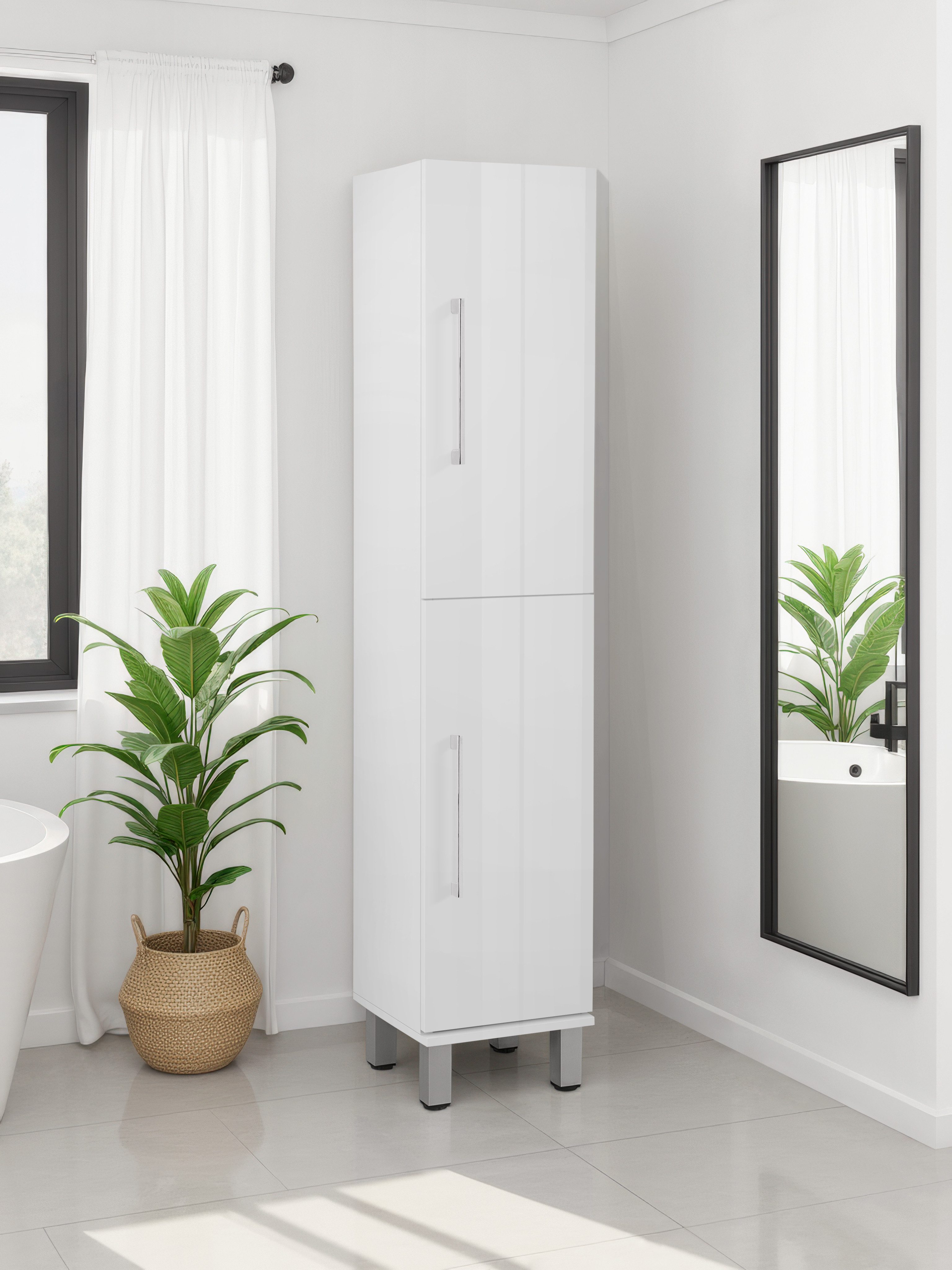welltime Hochschrank Florenz Breite 30cm,Badezimmerschrank,Badschrank,2 Türen