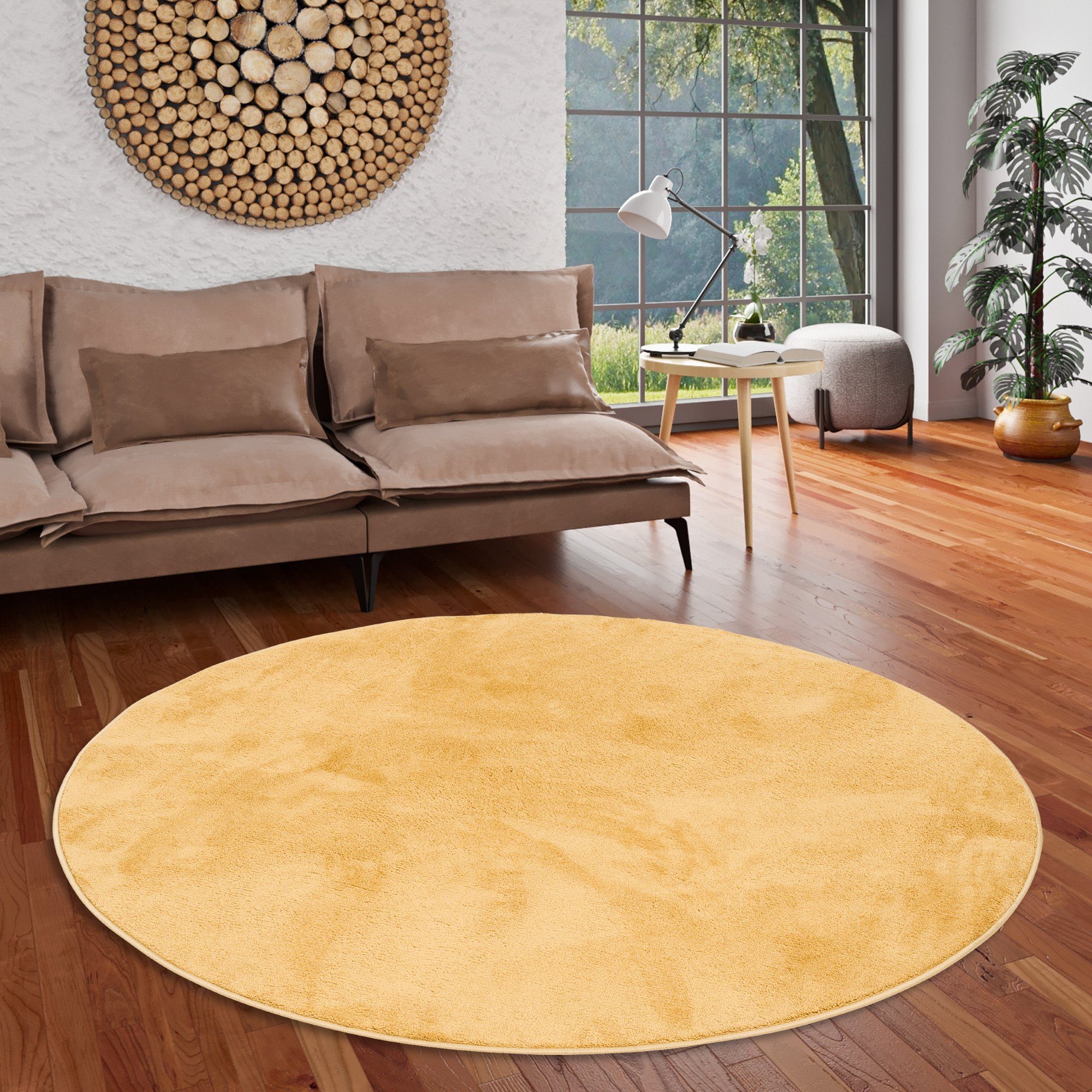 Pergamon Luxus Super Soft Hochflor Teppich Melia Rund Creme 120x120cm günstig online kaufen
