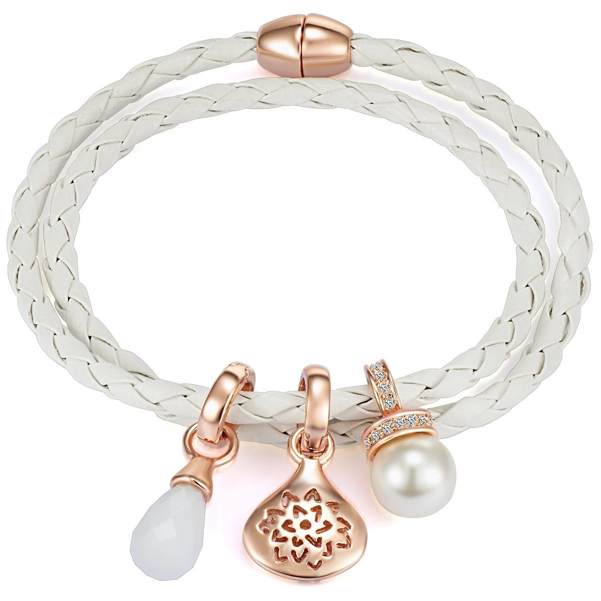 Lulu & Jane Armband Armband weiß Perle (synth) weiß verziert mit Kristallen von Swarovski® weiß Glas weiß