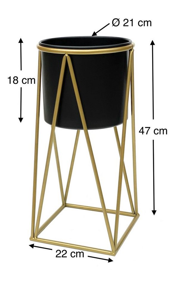 Thumbnail - DanDiBo Blumenhocker mit Topf Metall Gold Schwarz Blumenständer Blumensäule