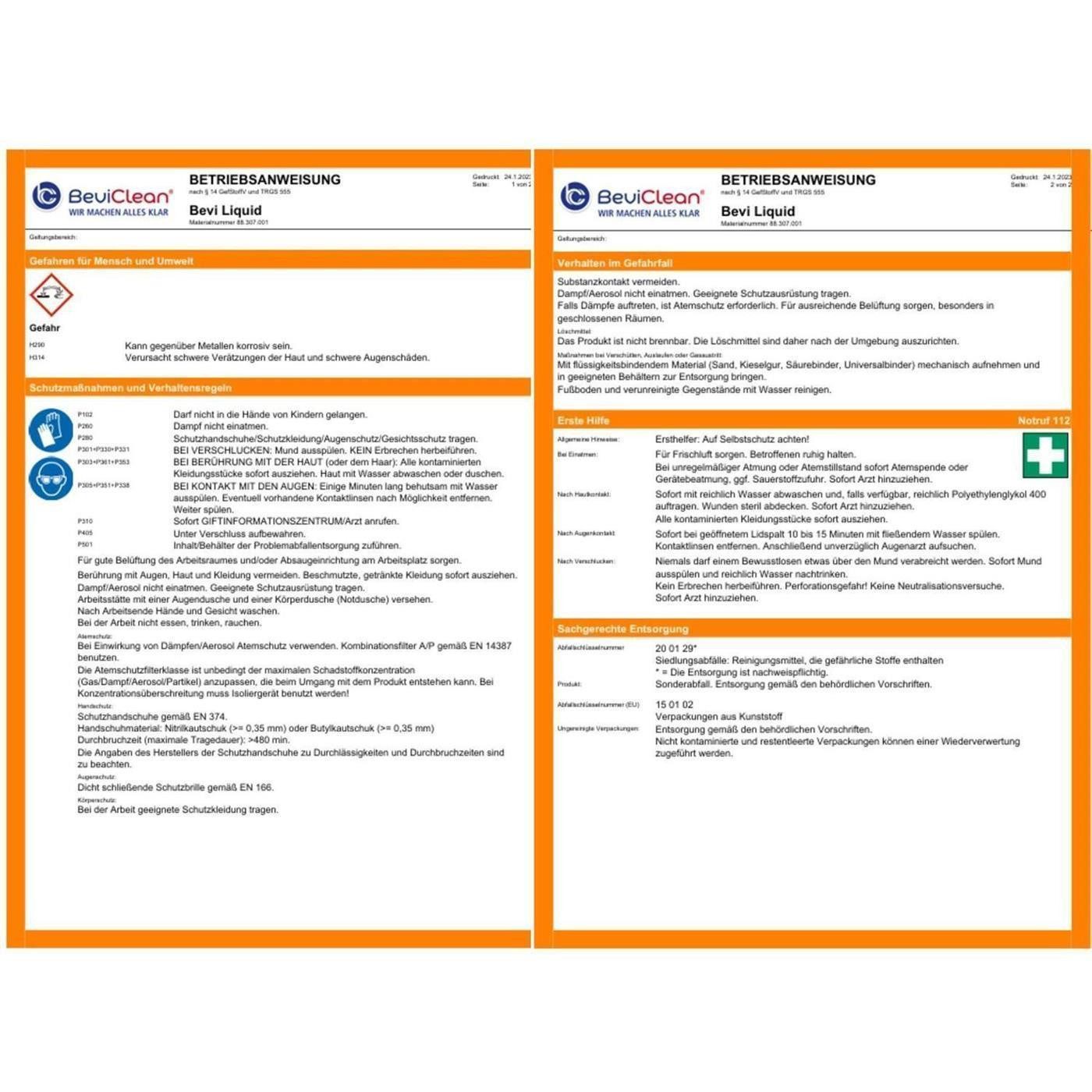 Bevi Clean GmbH Zapfanlage Alkalisches Grundreinigungsmittel Bevi Liquid Reinigung Schankanlage