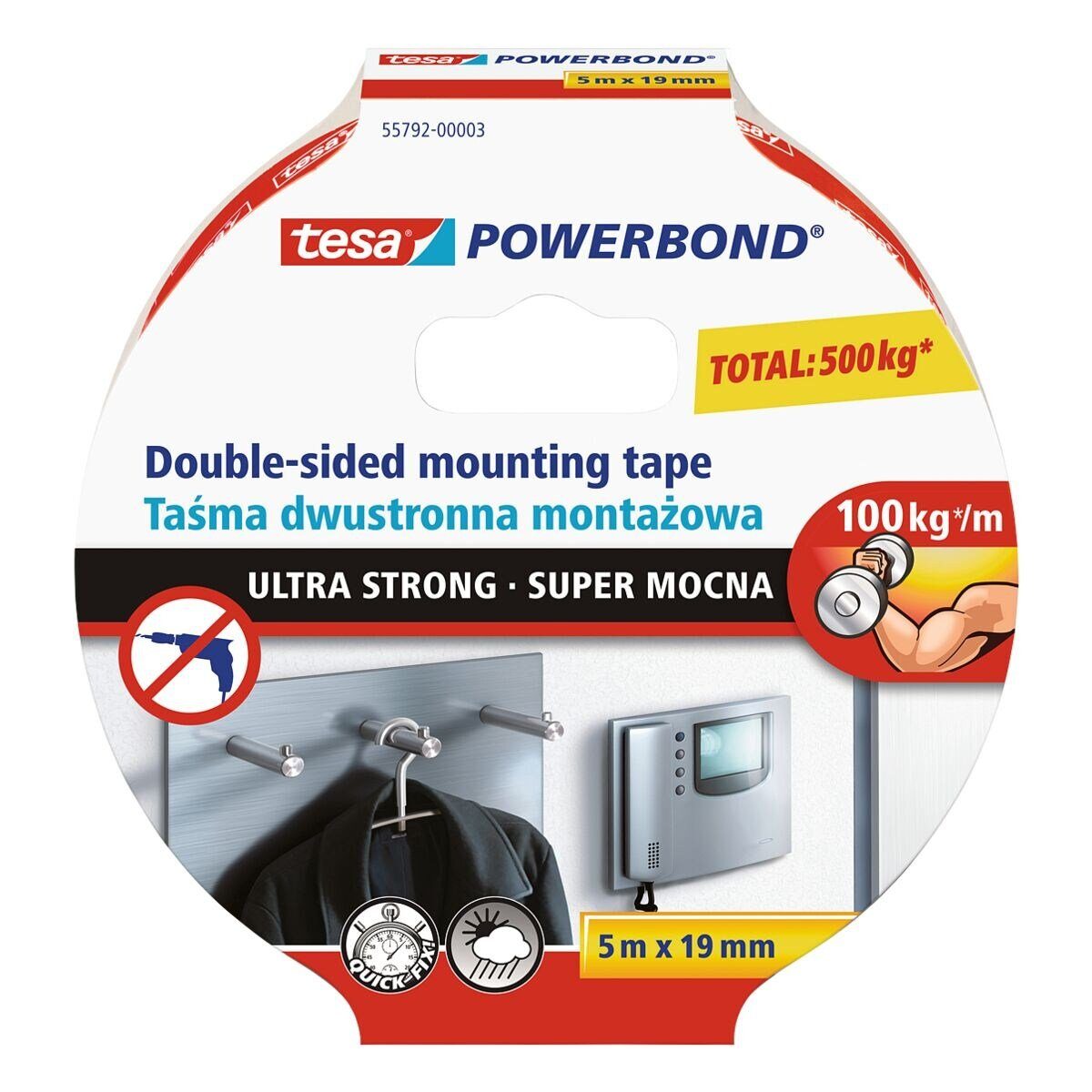 tesa Doppelklebeband Powerbond® ULTRA STRONG 19 mm, für den Innen- / Außenbereich