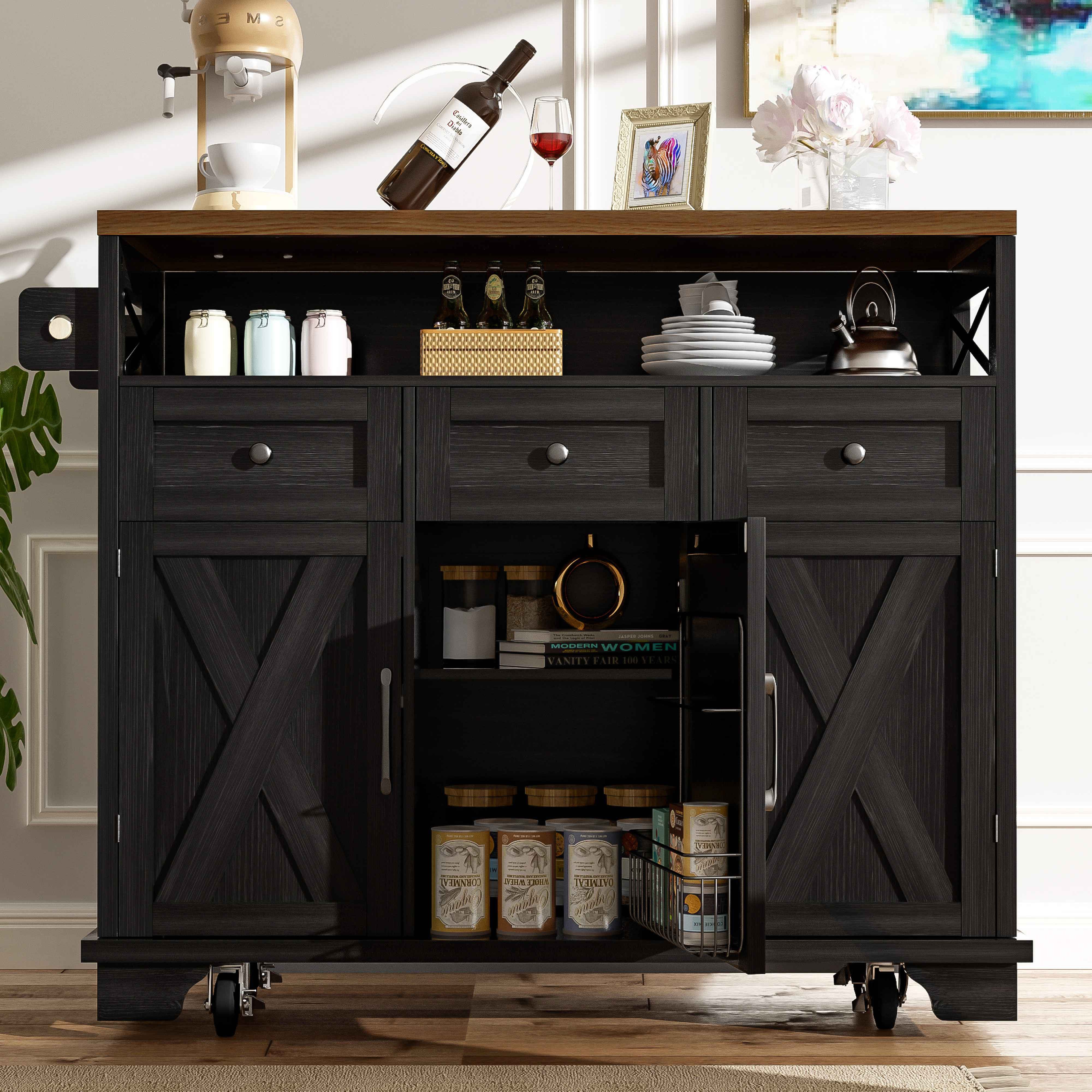 BlingBin Küchenwagen Moderne Kücheninsel, Essschrank, Esswagen, günstig online kaufen