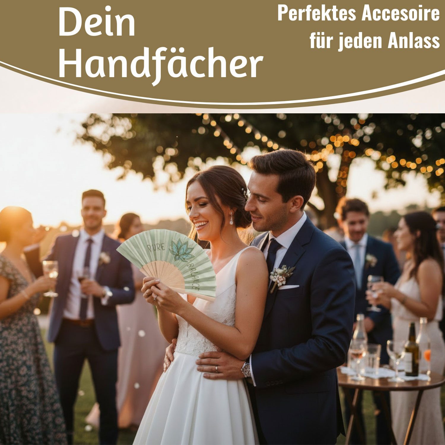 LS-LebenStil Handfächer Holz Stoff Fächer "PURE BALANCE" Bali Grün Grau faltbar Faltfächer, (hochwertig aus Holz mit Stoff und coolem lustigem Spruch, 1-tlg., S – Bild 5 von 5