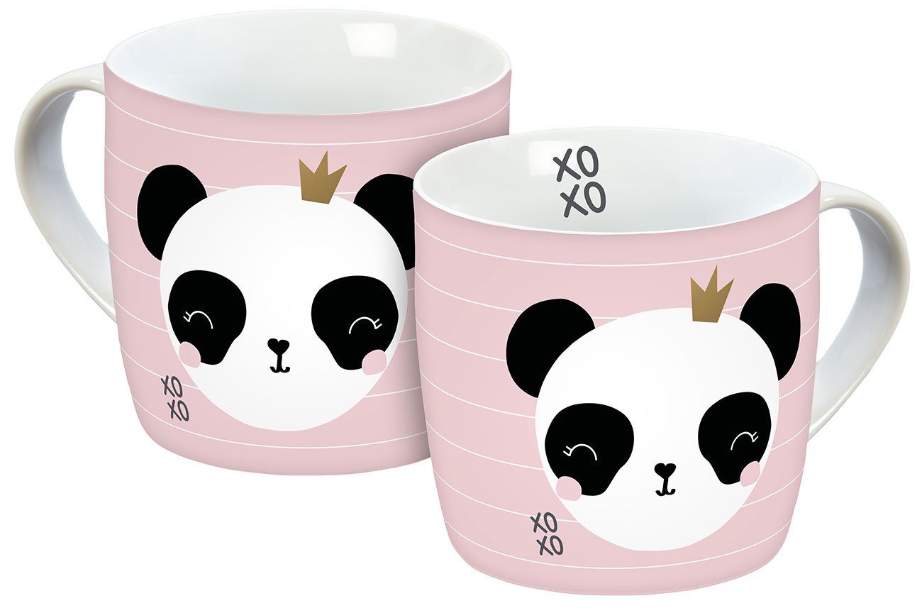 Geda Labels GmbH Tasse Panda XOXO, 1-tlg., Porzellan, Rosa, 300 ml, spülmaschinengeeignet