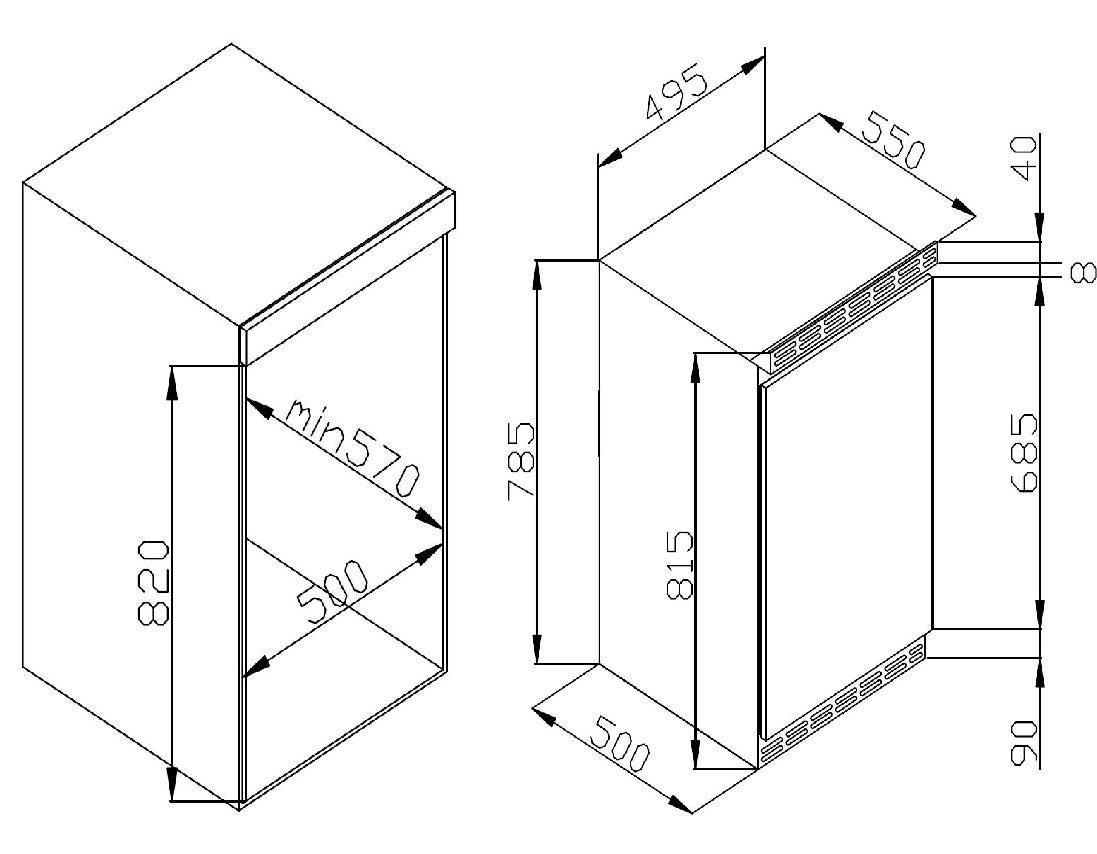 Amica Einbaukühlschrank UVKSD 351 961, 81,5 cm hoch, 49,5 cm breit, Übersichtlich, sicher, passend – dein Kühlschrank fürs Zuhause – Bild 4 von 4