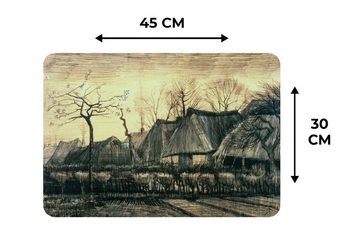 Platzset, Häuser mit Strohdächern - Vincent van Gogh, MuchoWow, (6-St), Platzset, Platzdecken, Platzmatte, Tischmatten, Schmutzabweisend