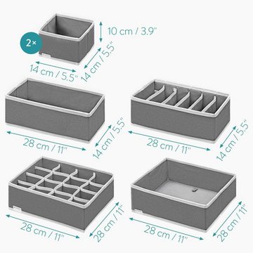 Navaris Aufbewahrungsbox Wäsche Organizer mit 6 Boxen - Stoffboxen in verschiedenen Größen (1 St)