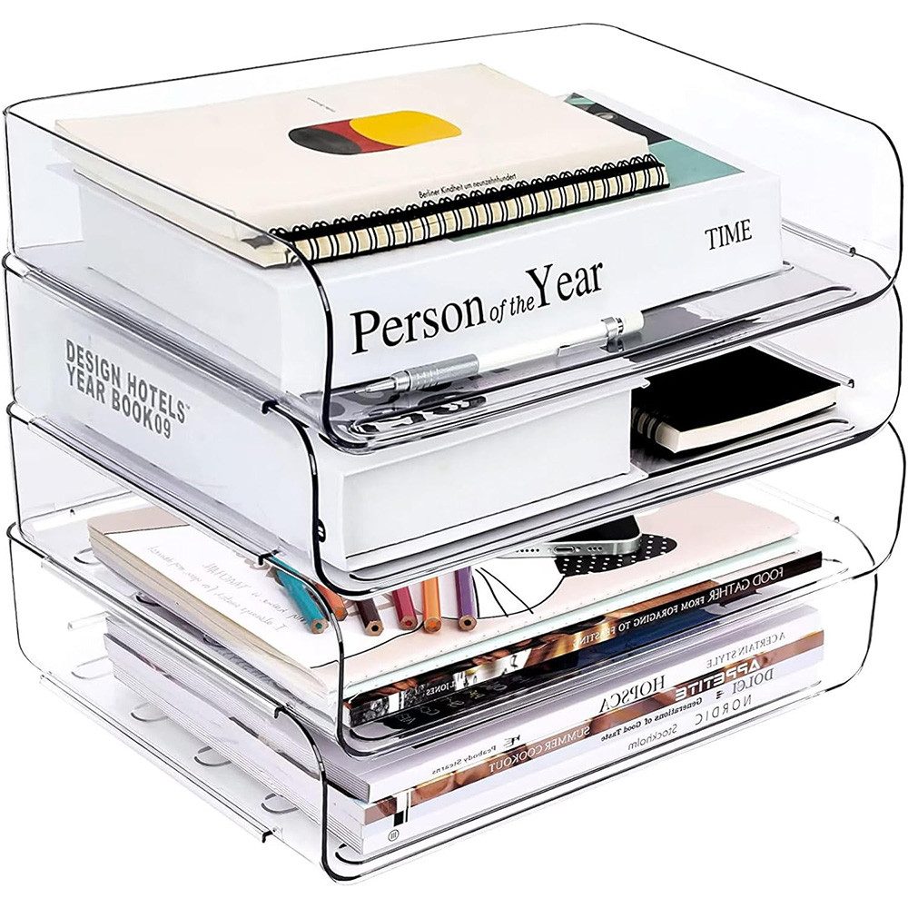 TUWENA Briefablage Vierstöckiger Schreibtisch-Organizer, stapelbarer Dokumentenhalter