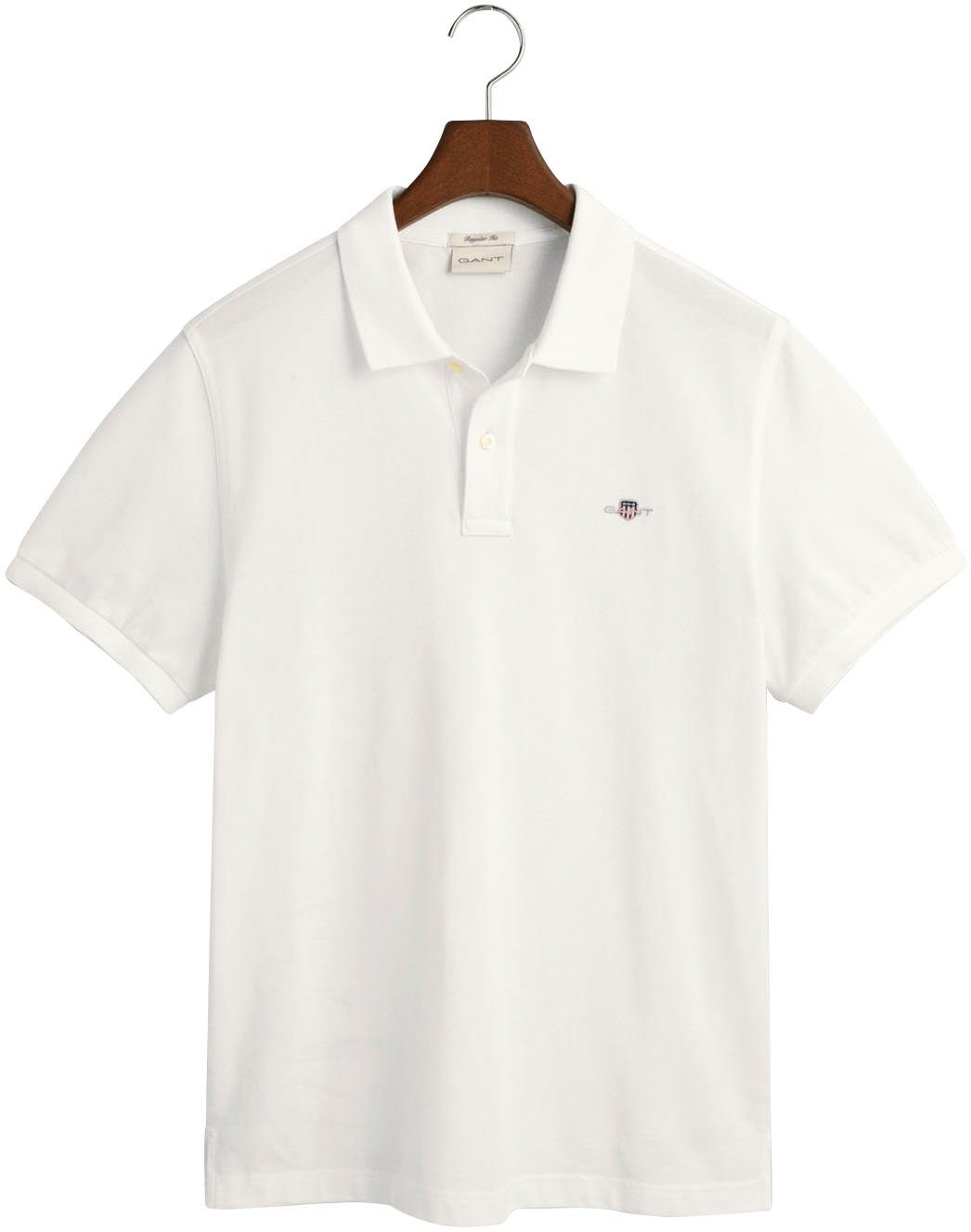 Gant Poloshirt REG auf mit Logostickerei POLO der white SHIELD Brust PIQUE SS