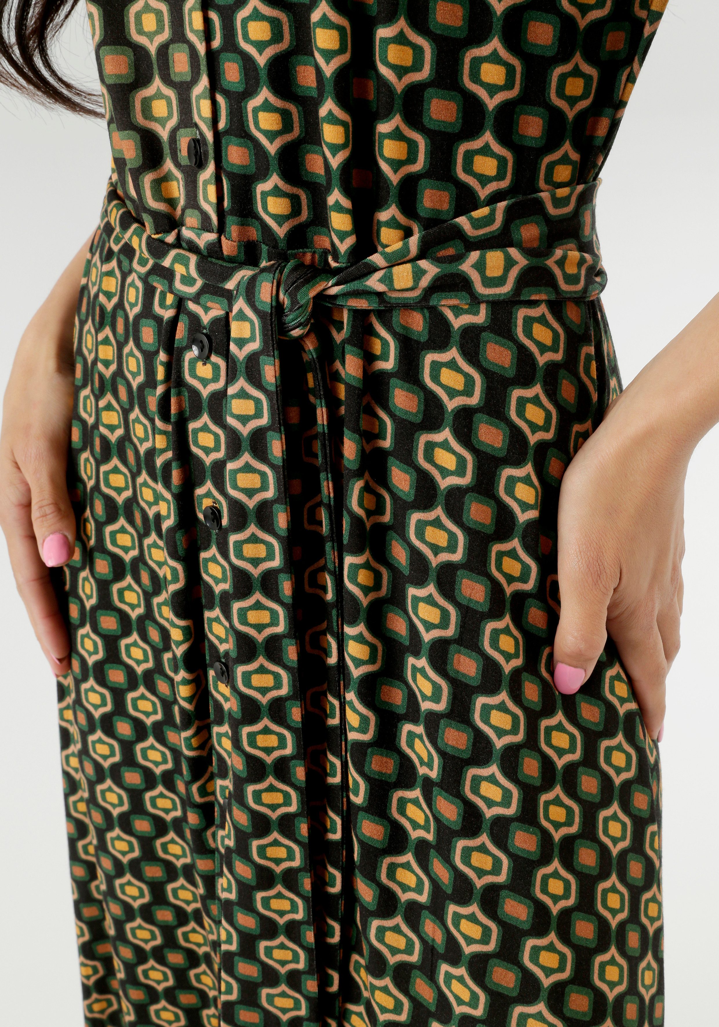 Aniston SELECTED Jerseykleid mit Retromuster und abnehmbarem Bindeband