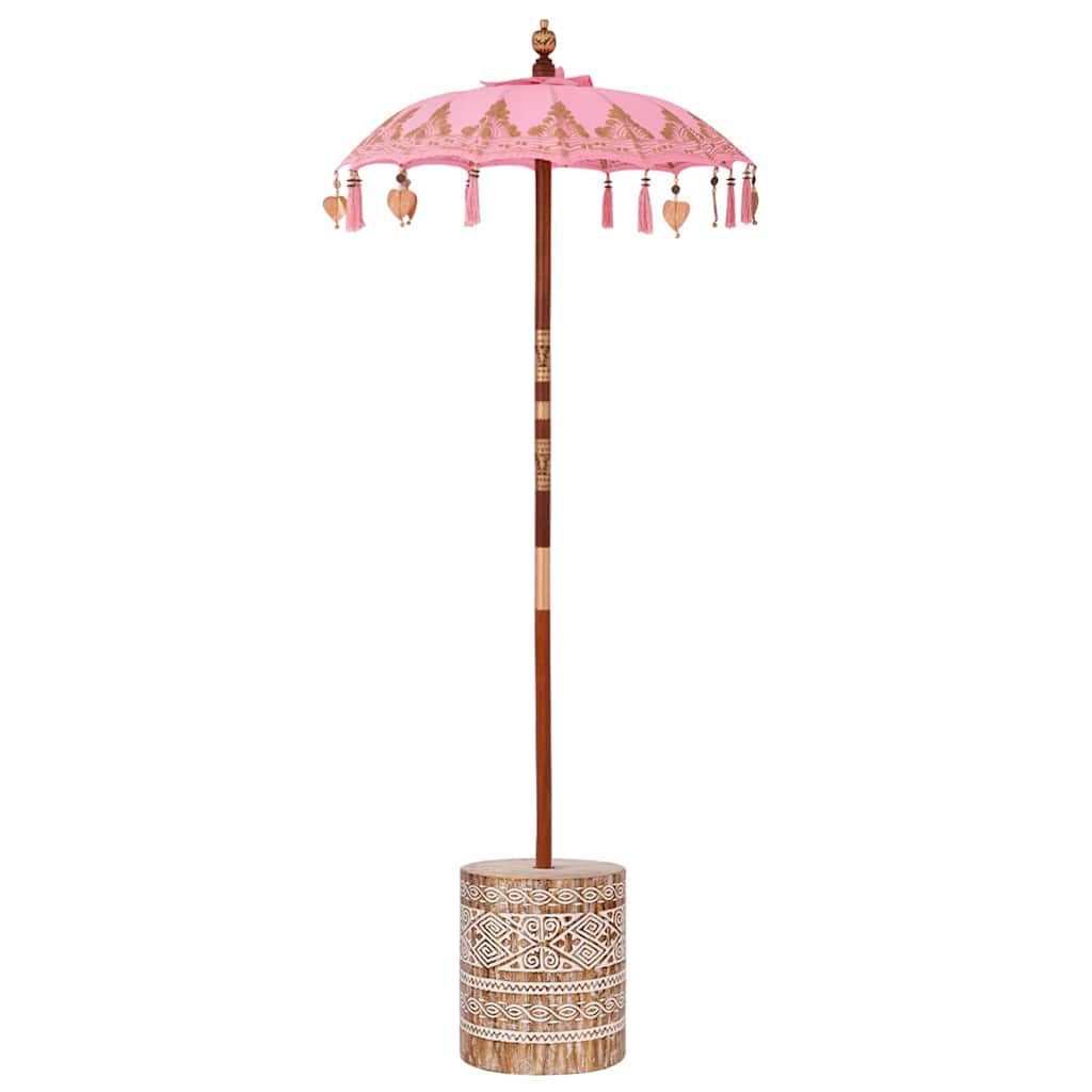 vidaXL Bodenmatte Balinesischer Sonnenschirm mit Sockel Rosa 95 x 95 x 260 cm (1-St)