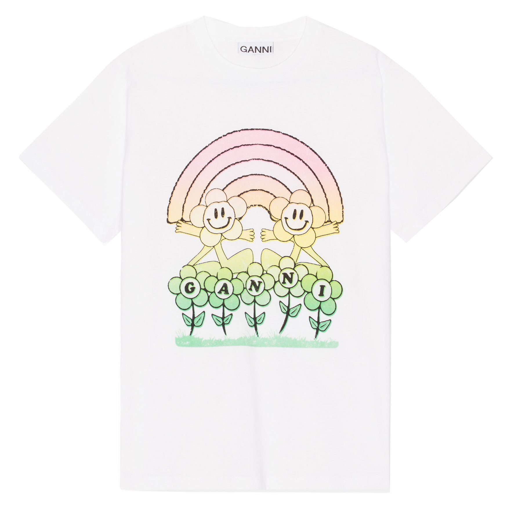 GANNI T-Shirt T-Shirt RAINBOW mit Regenbogen-Print