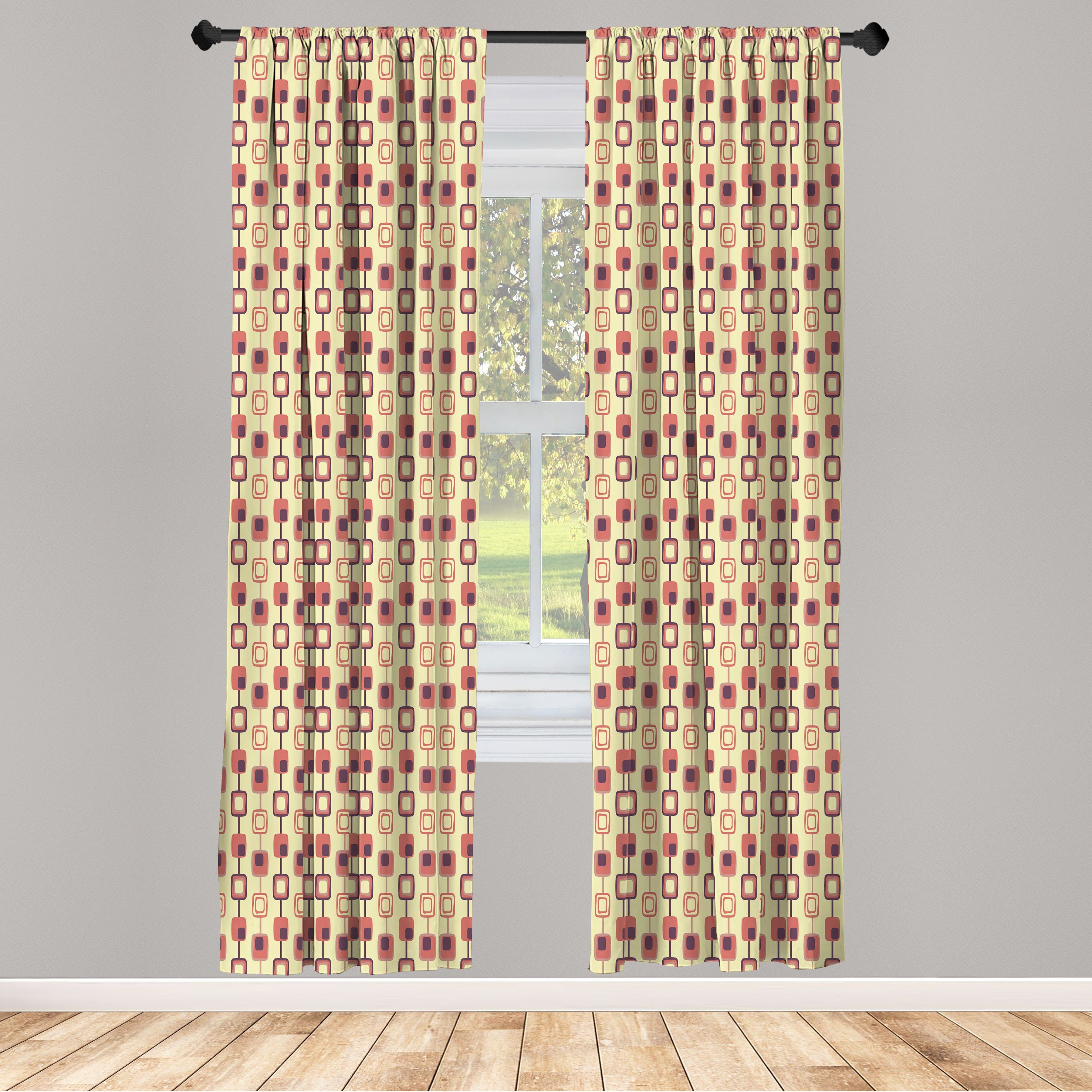 Gardine Vorhang für Wohnzimmer Schlafzimmer Dekor, Abakuhaus, Microfaser, Abstrakt Komplizierte und rechteckig