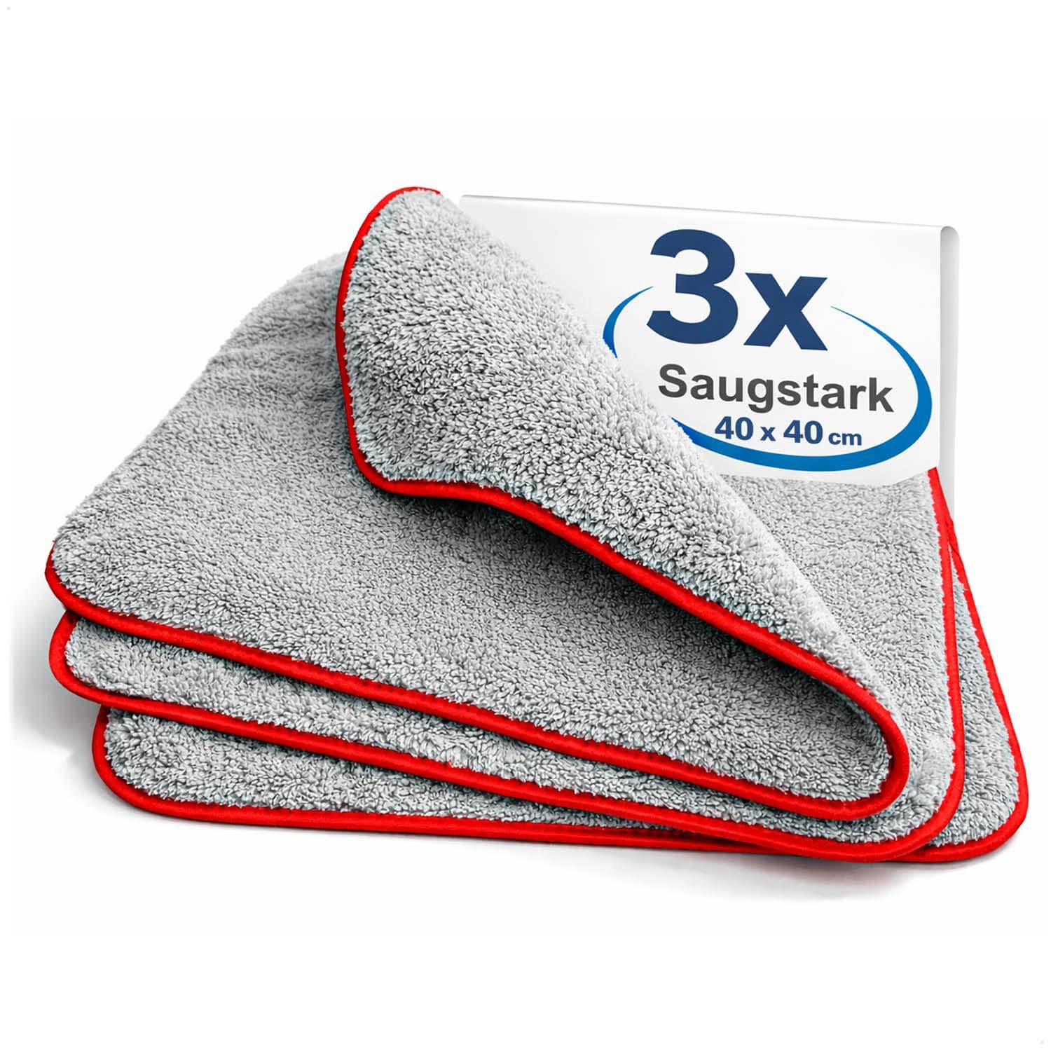 com-four 3er Set Mikrofasertücher 40 x 40 cm – saugstarke Poliertücher Mikrofasertuch (3-tlg., Mikrofasertücher für Autopflege, Polieren, Trocknen und Reinigung)