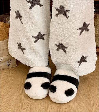 Rouemi Panda Plüschhausschuhe, rutschfeste, warme Hausschuhe aus Baumwolle Plüsch Hausschuhe