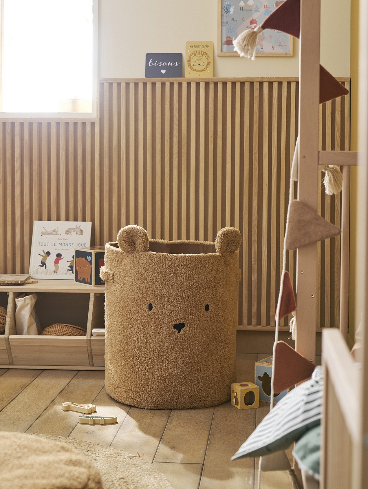vertbaudet Aufbewahrungskorb Kinderzimmer XL Aufbewahrungskorb BÄR, Teddyfleece
