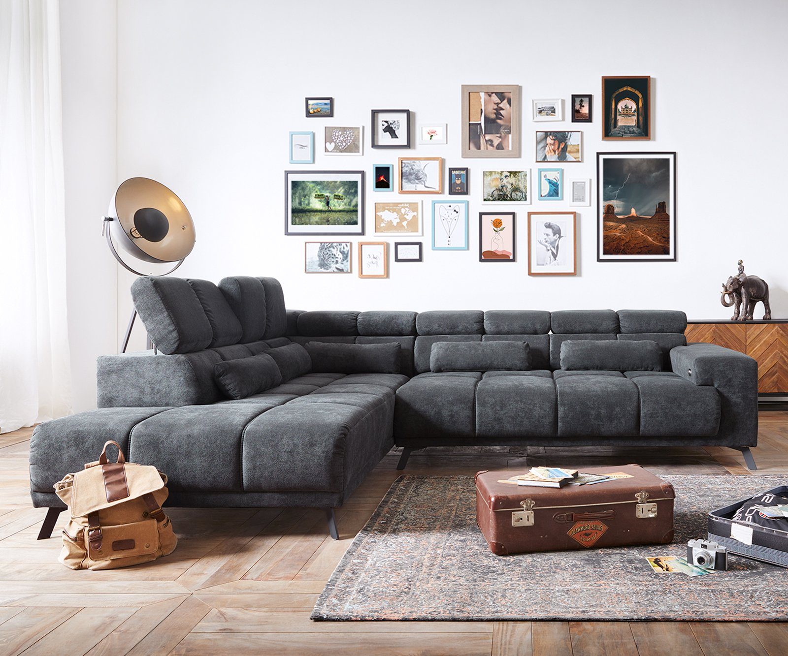 DELIFE Ecksofa Catan, Mikrofaser Anthrazit 295x230 günstig online kaufen