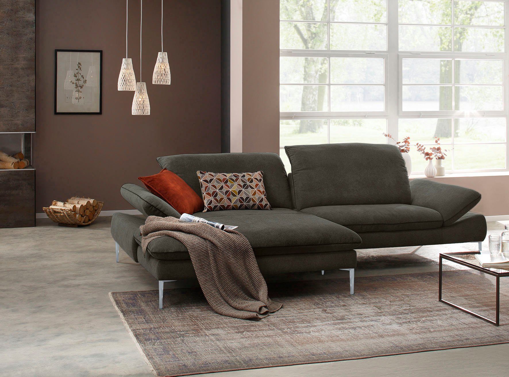 W.SCHILLIG Ecksofa enjoy&MORE, mit tollem Sitzkomfort, elegant und bequem, L-Form, mit Sitztiefenverstellung, Füße silber matt, Breite 294 cm