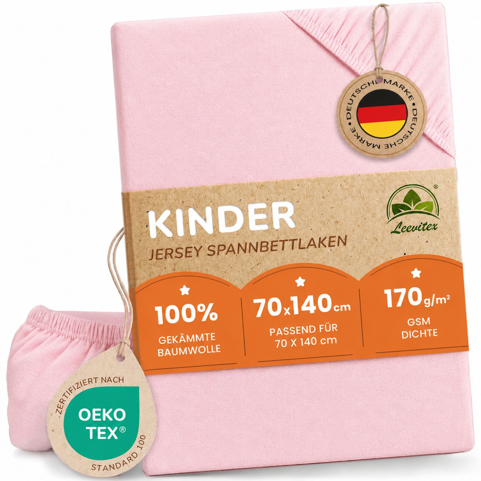 leevitex® Spannbettlaken in verschiedenen Größen und Farben, Jersey aus 100% Baumwolle, Jersey, Gummizug: rundum, (1 Stück), für Kinder- & Standardmatratzen, OEKO-TEX® STANDARD 100 zertifiziert