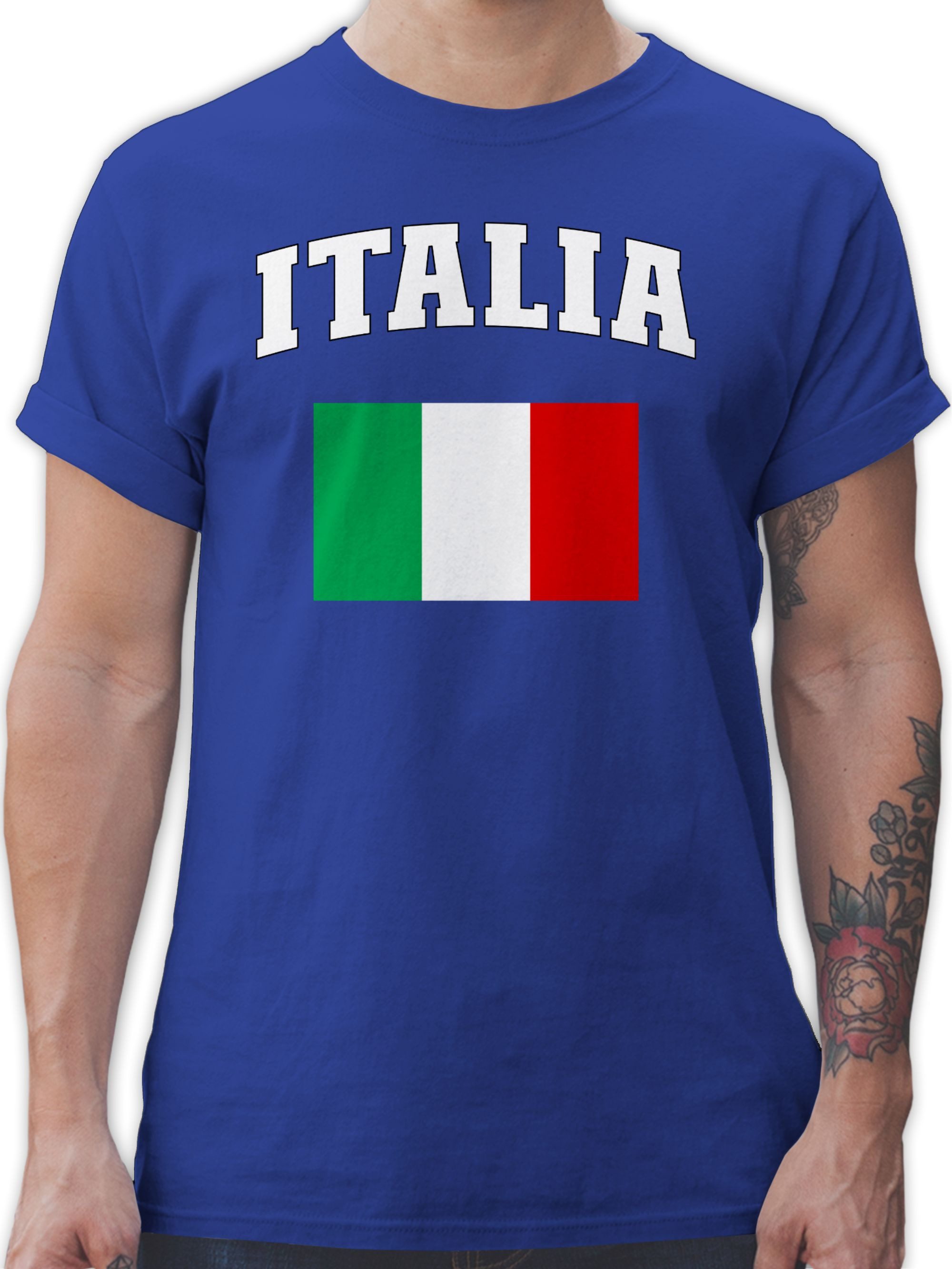 Shirtracer T-Shirt Italia Schriftzug mit Flagge, Italien, Italy 2026 Fussball WM Fanartikel