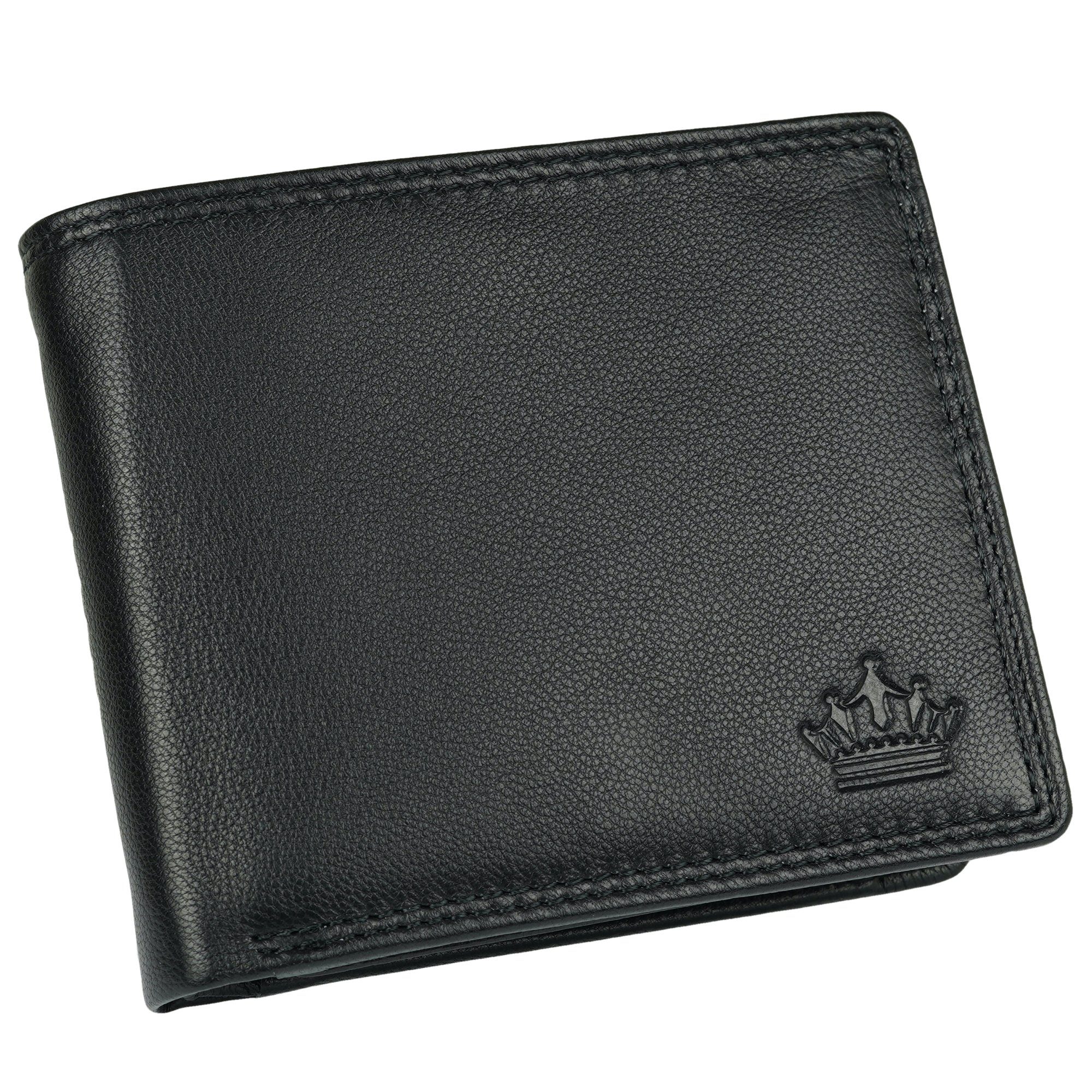 Manza Geldbörse Geldbeutel Herren Börse Echtes Leder Geldbörse Schwarz RFID günstig online kaufen