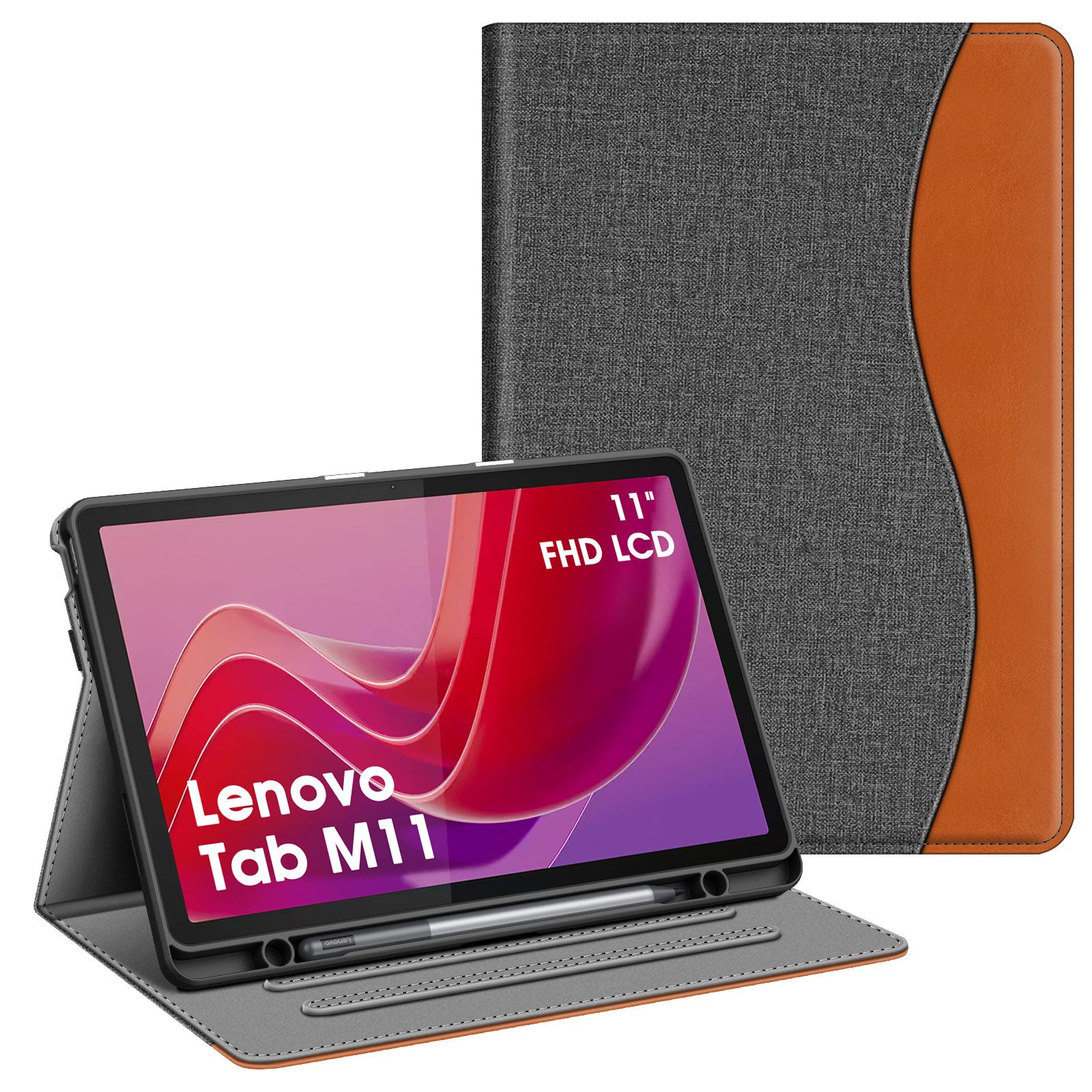 Fintie Tablet-Hülle für Lenovo Tab M11 (TB330) 11 Zoll 2024, Soft TPU Rückseite Gehäuse, mit Dokumentschlitze und Multi-Winkel Ansicht, Nicht für Tab P11 11''