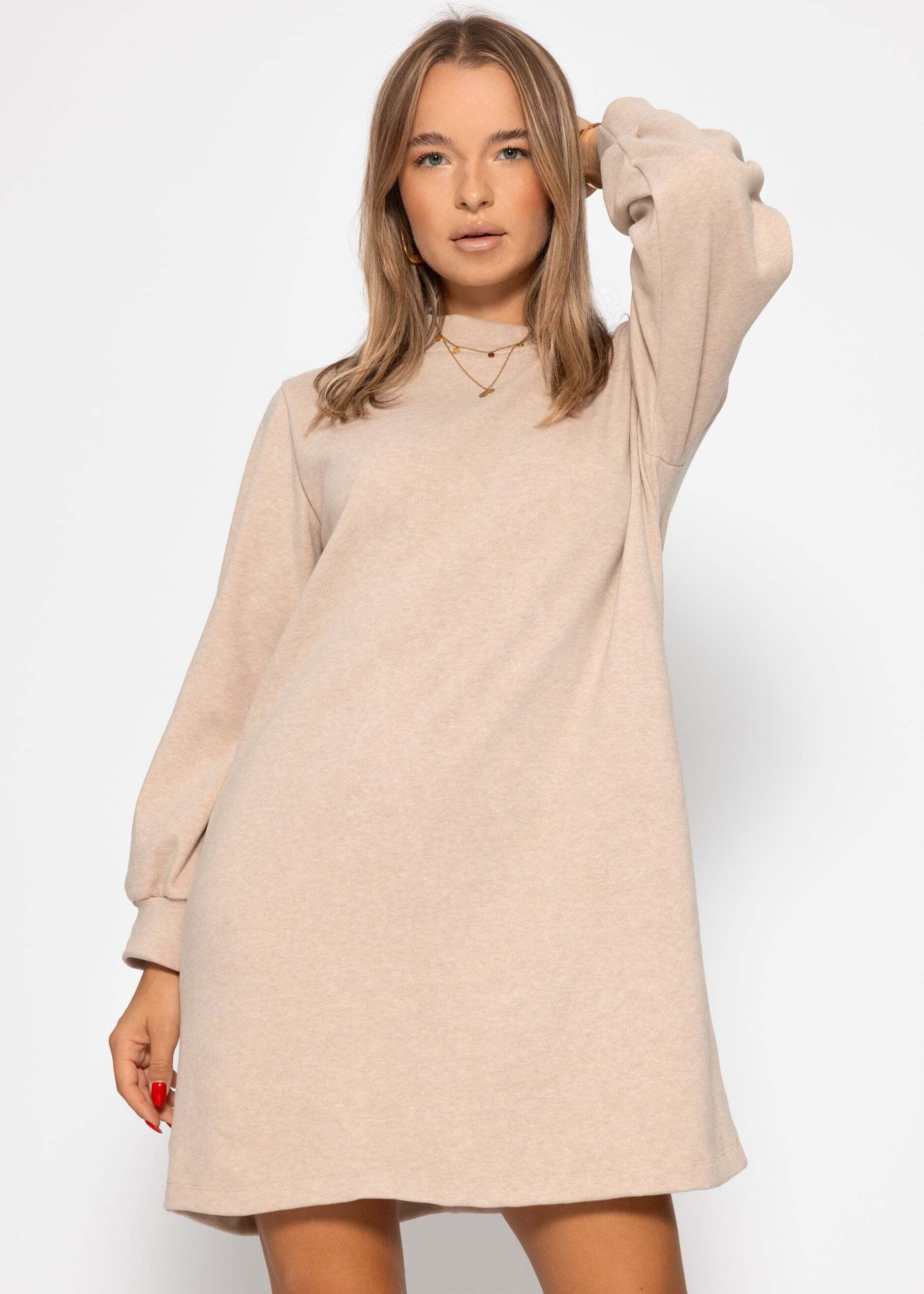 SASSYCLASSY Minikleid Sweatkleid mit Stehkragen für Damen Lässiges Kleid im günstig online kaufen