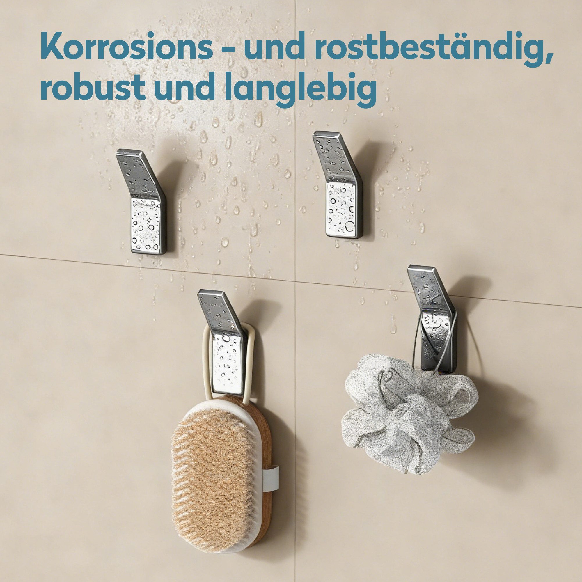 doporro Wandhaken Handtuchhaken Klebehaken aus Zinklegierung ohne Bohren Stalo-13, (4-St), 40° Wandneigung, Zinklegierung in einem Stück gegossen