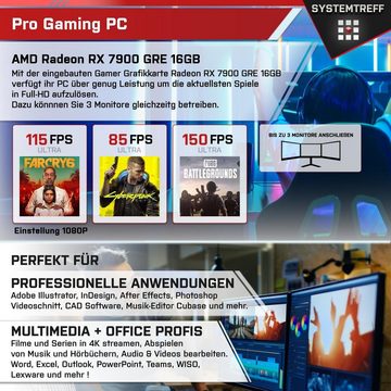 SYSTEMTREFF Gaming-PC (AMD Ryzen 7 7800X3D, Radeon RX 7900 GRE, 32 GB RAM, 1000 GB SSD, Luftkühlung, Windows 11, WLAN)