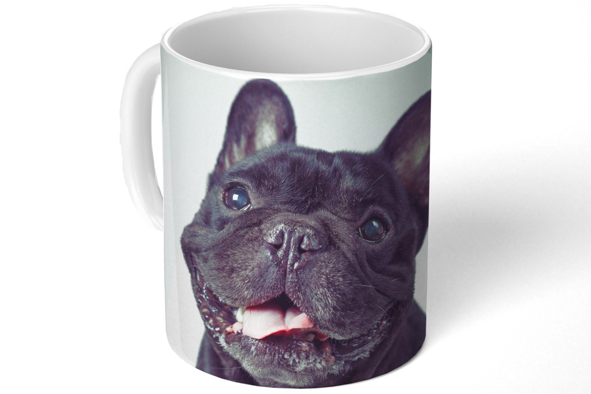 Bulldogge - Kaffeetassen, Stuhl, Tasse Französische Teetasse, Becher, - Schwarz Keramik, Geschenk Teetasse, MuchoWow