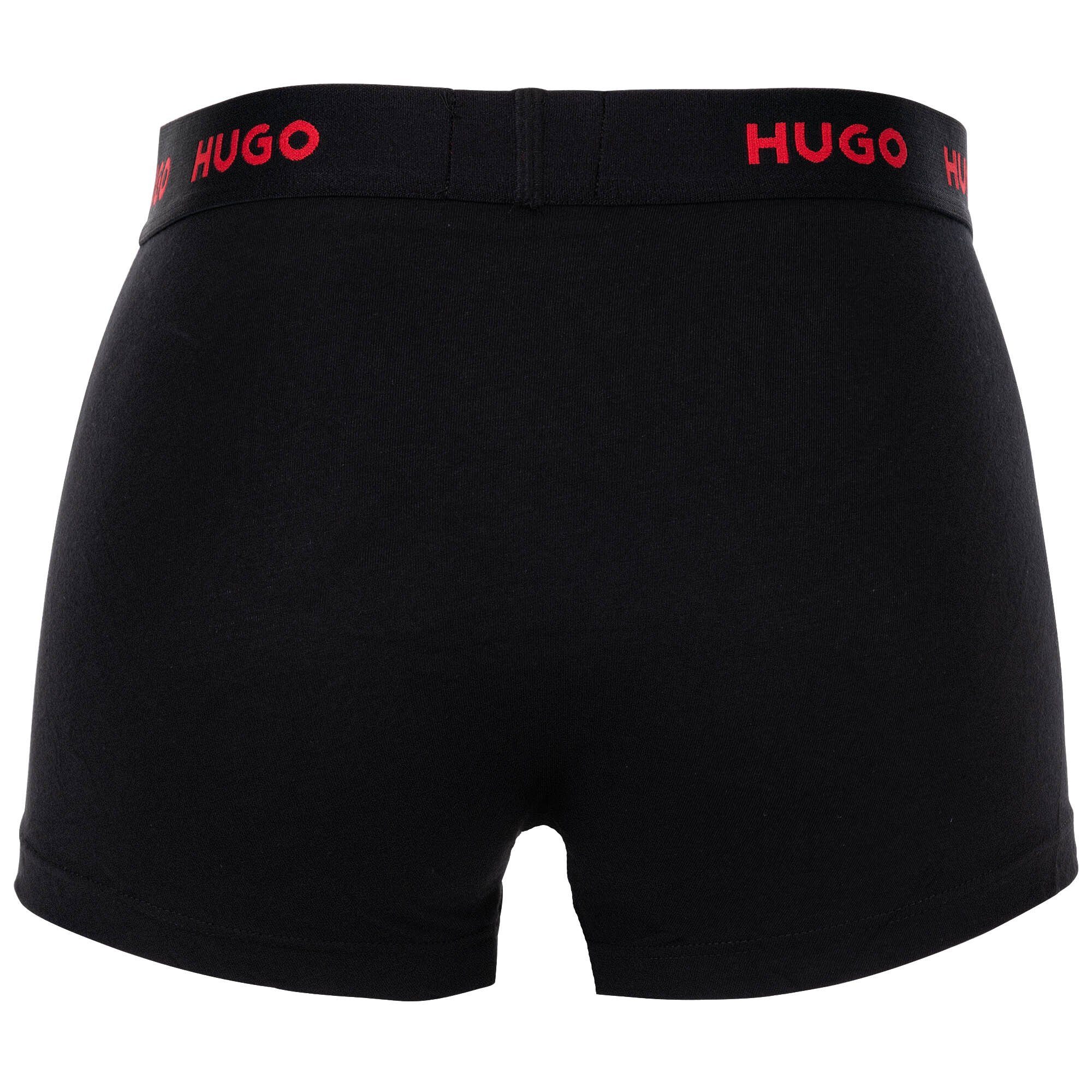 HUGO Boxer Herren Boxer Trunks Shorts, Triplet 3er Rot/Weiß/Schwarz - Pack