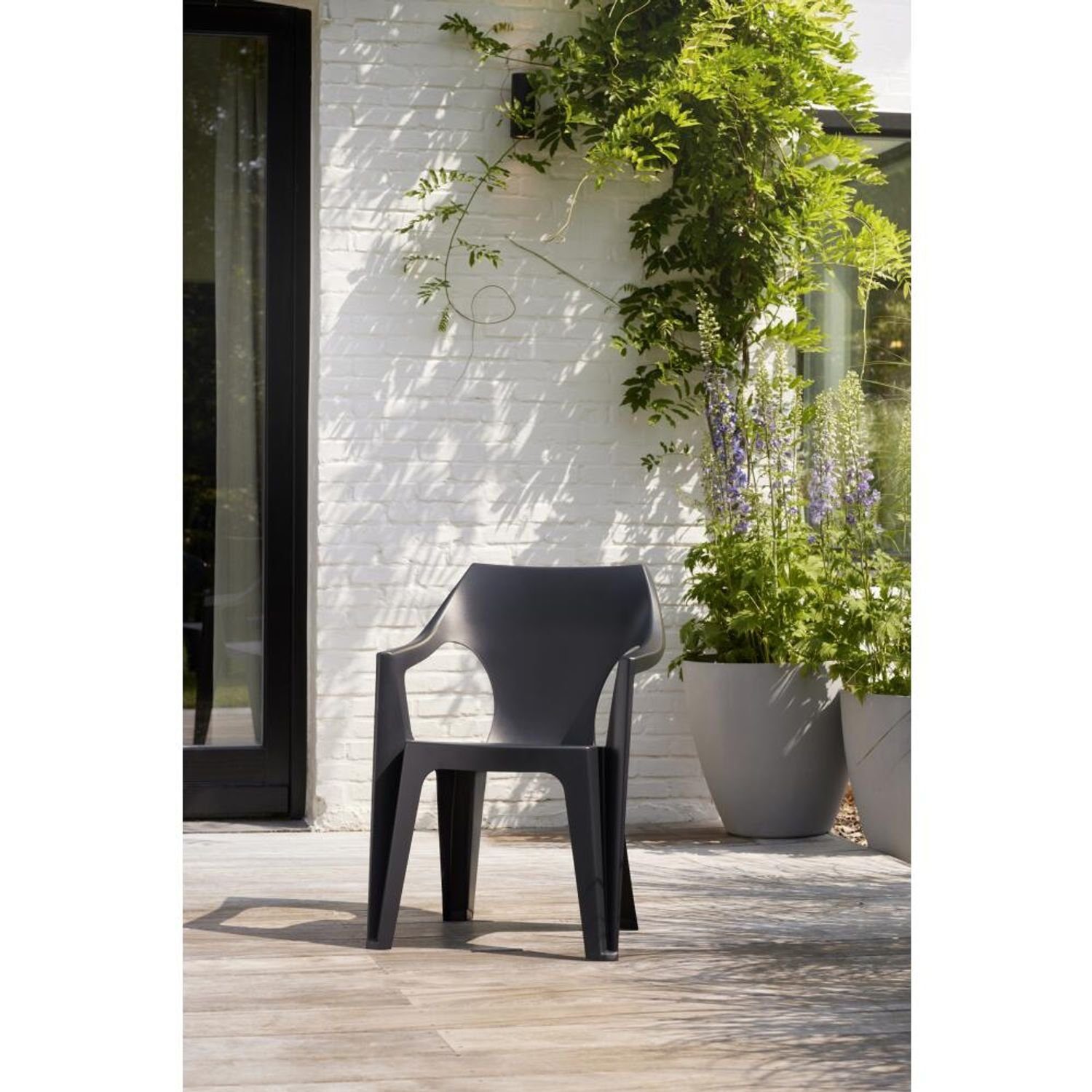 Hochlehner Schwarz Dante Garten BURI 57x57x59cm Gartenstuhl Metall Outdoor Stuhl Sessel