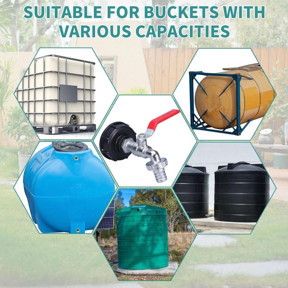 FELIXLEO Durchflussschalter 1000L Auslaufhahn IBC Tank Adapter Wasserhahn Anschluss Wassertank, (1-tlg) – Bild 5 von 5