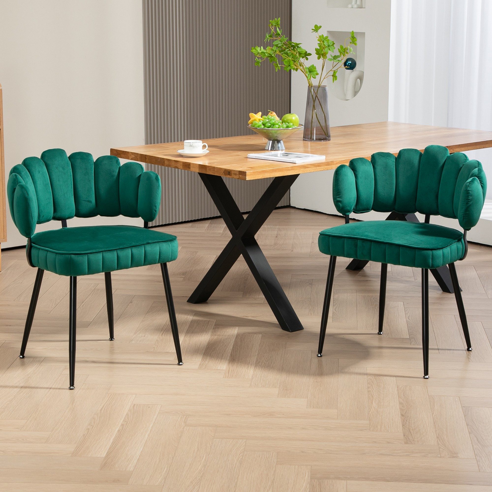 LVHOM Esszimmerstuhl Luxuriöse Samt-Stühle 2er-/4er-/6er-Set, Schwarze günstig online kaufen