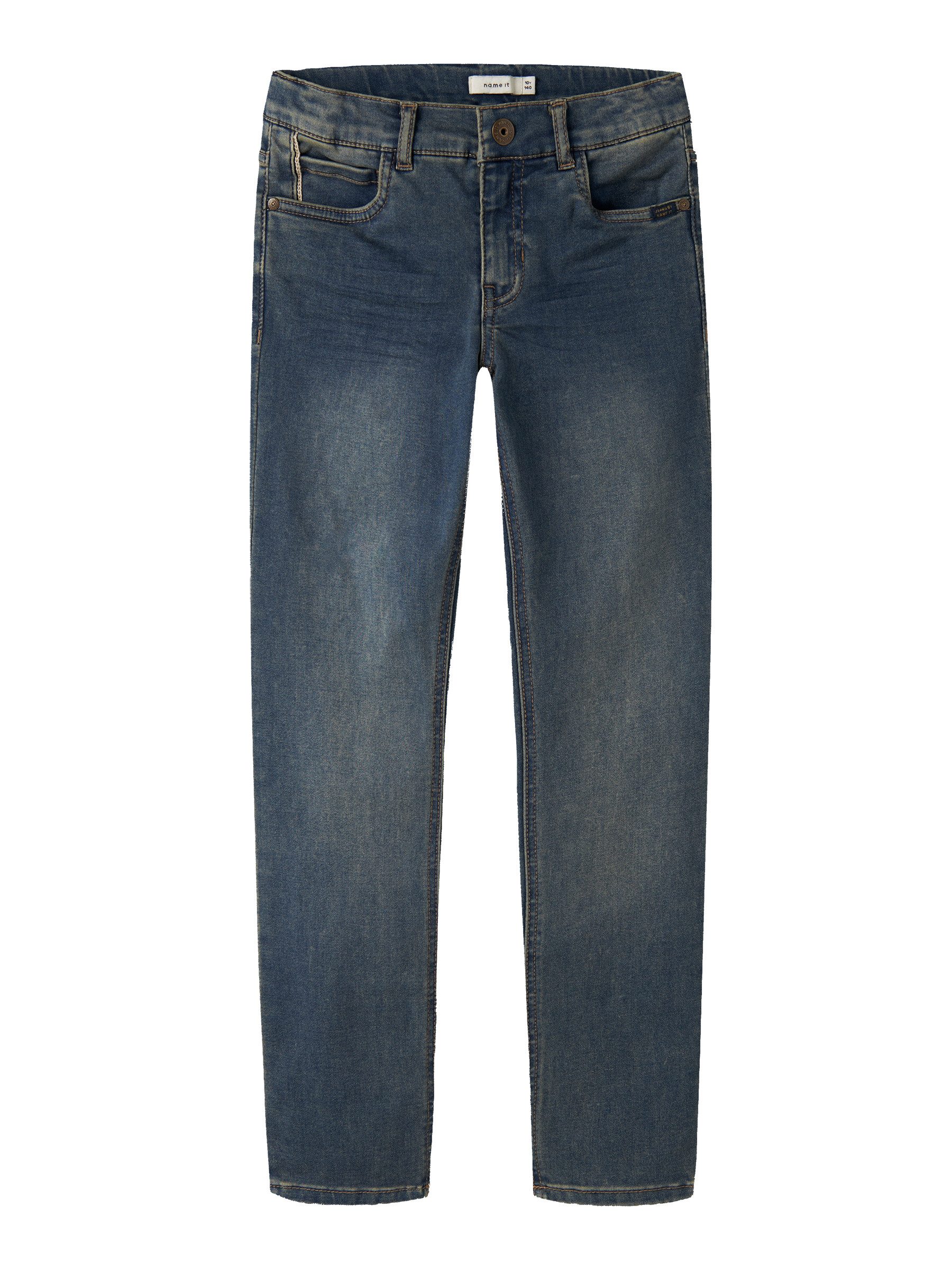 Name It Regular-fit-Jeans Stretch Slim Fit Used Look Verstellbarer für Jungen Baumwolle Normal Fit Einfarbig elastisch Reißverschluss