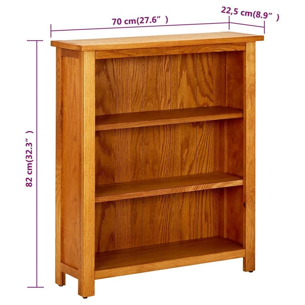 3 Eiche, Bücherregal Bücherregal Fächer 70x22,5x82 Massivholz vidaXL 1-tlg. cm