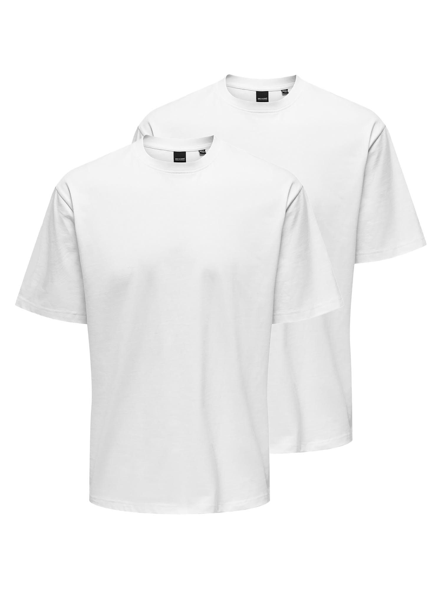 ONLY & SONS T-Shirt 2er Pack Onsfred (Spar-Set, 2-tlg) T-Shirt - Baumwolle - Atmungsaktiv - Locker geschnitten
