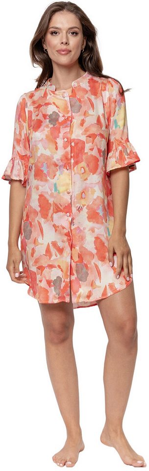 OH!ZUZA Nachthemd Damen Schlafshirt mit kurzem Arm geknöpft (1-tlg) Modisches Design