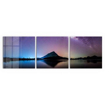 DEQORI Glasbild 'Bergkulisse unter Sternen', 'Bergkulisse unter Sternen', Glas Wandbild Bild schwebend modern