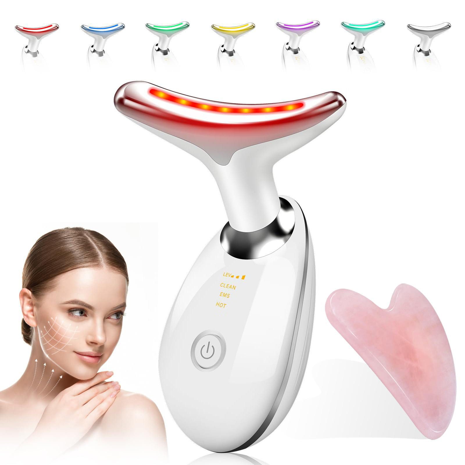 FOSMET Gesichtsmassagegerät Gesichtsmassagegerät mit EMS und 45 °C Wärme – für sanfte Hautpflege, 1*Hauptgerät,1*Kabel,1*Gua Sha Schaber,1*Reinigungstuch,1*Handbuch, Pflegegerät mit 3 Modi und Mikrostrom – für Gesichts- und Halspflege