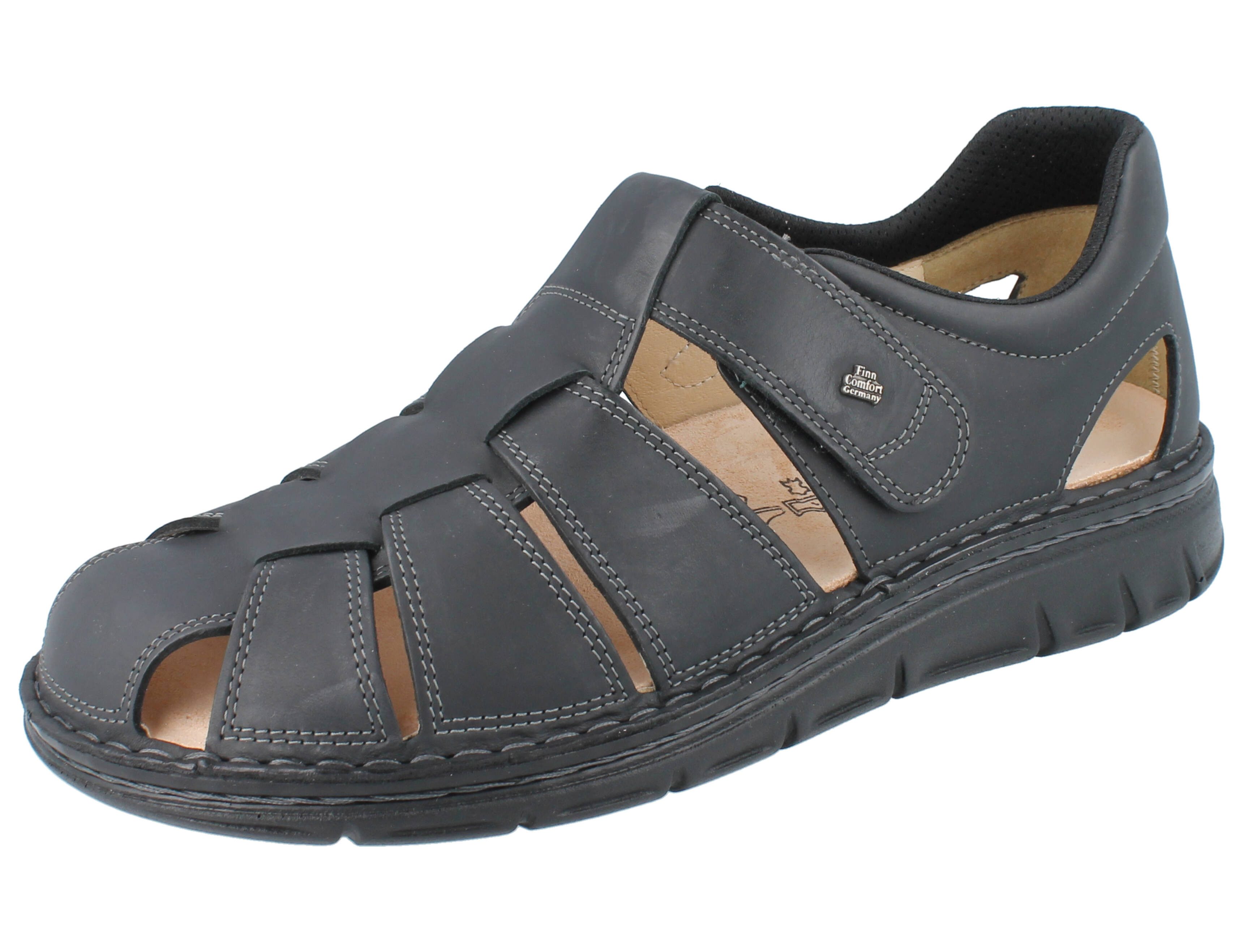 Finn Comfort FINN COMFORT Copan Soft Herren Sandale schwarz Leder - Größe: 43 Sandale Wechselfußbett