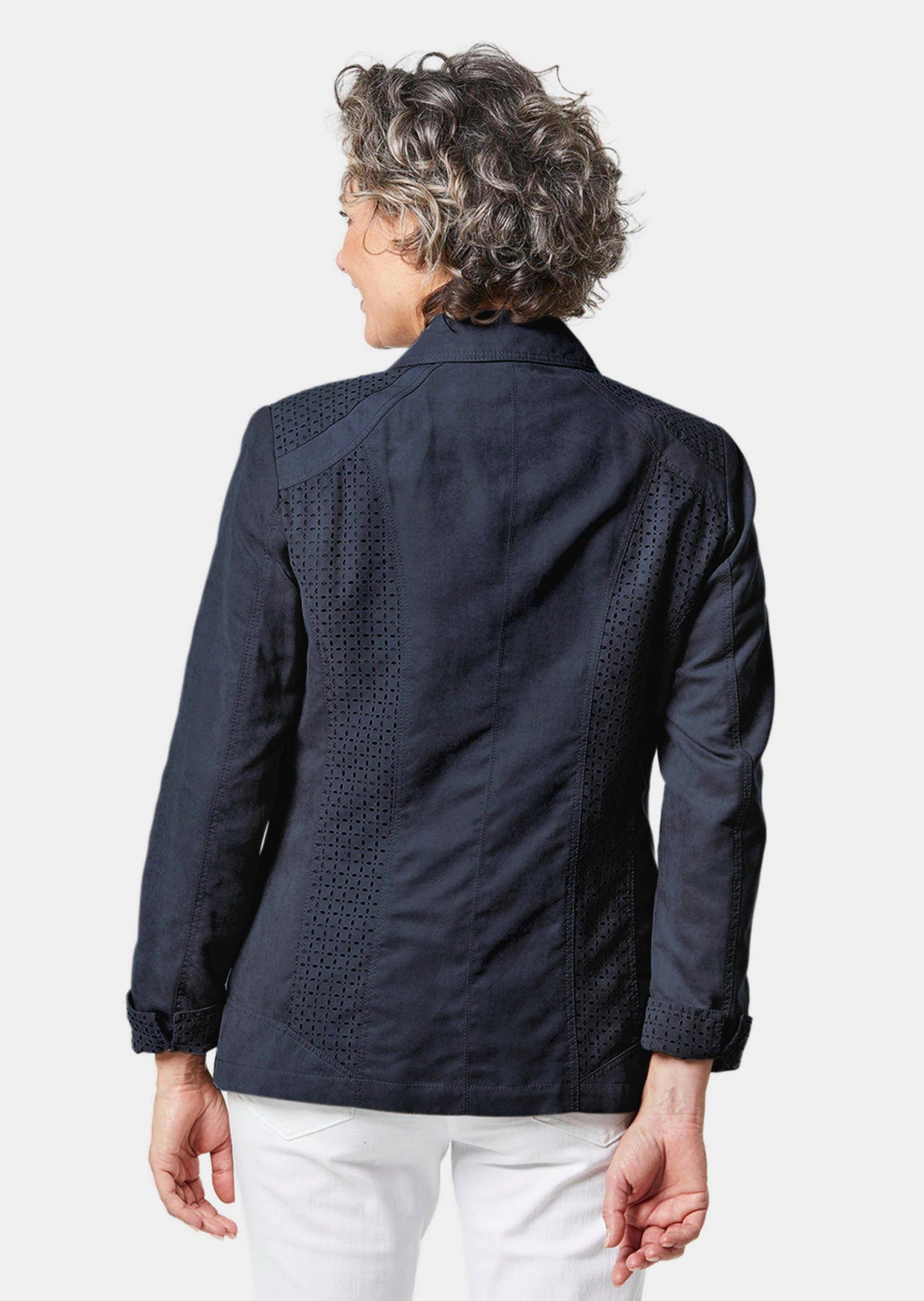 GOLDNER Blouson Velourslederimitat-Blazer mit Perforierung Attraktiv günstig online kaufen
